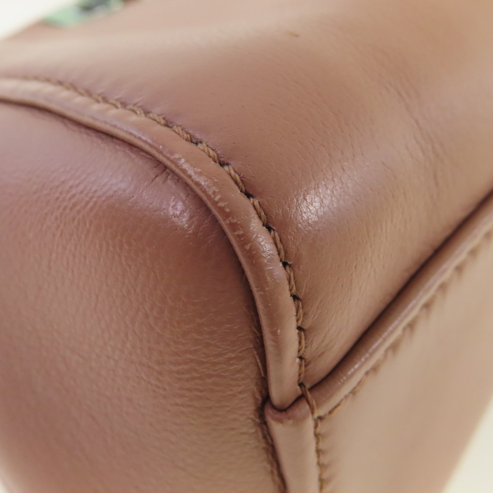 FENDI 羊皮皮革Peekaboo Mini 2Way Shoulder Bag銀扣手挽肩背兩用袋粉杏色
