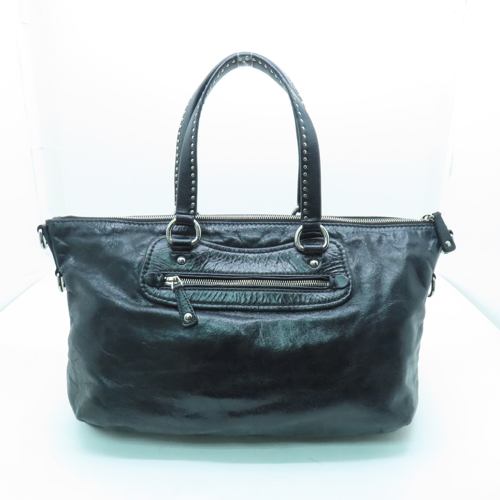 Miu Miu cowhide leather Shoulder Bag silver buckle shoulder bag black