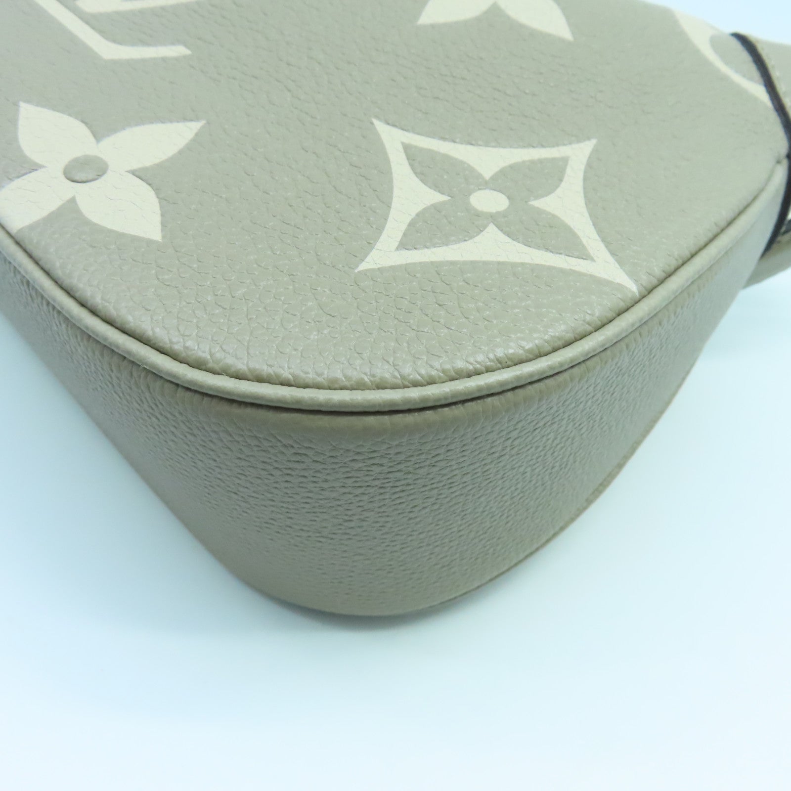 LOUIS VUITTON Monogram Empreinte Bagatelle Gold Buckle Handle Shoulder Bag Turtledove Grey/Cream