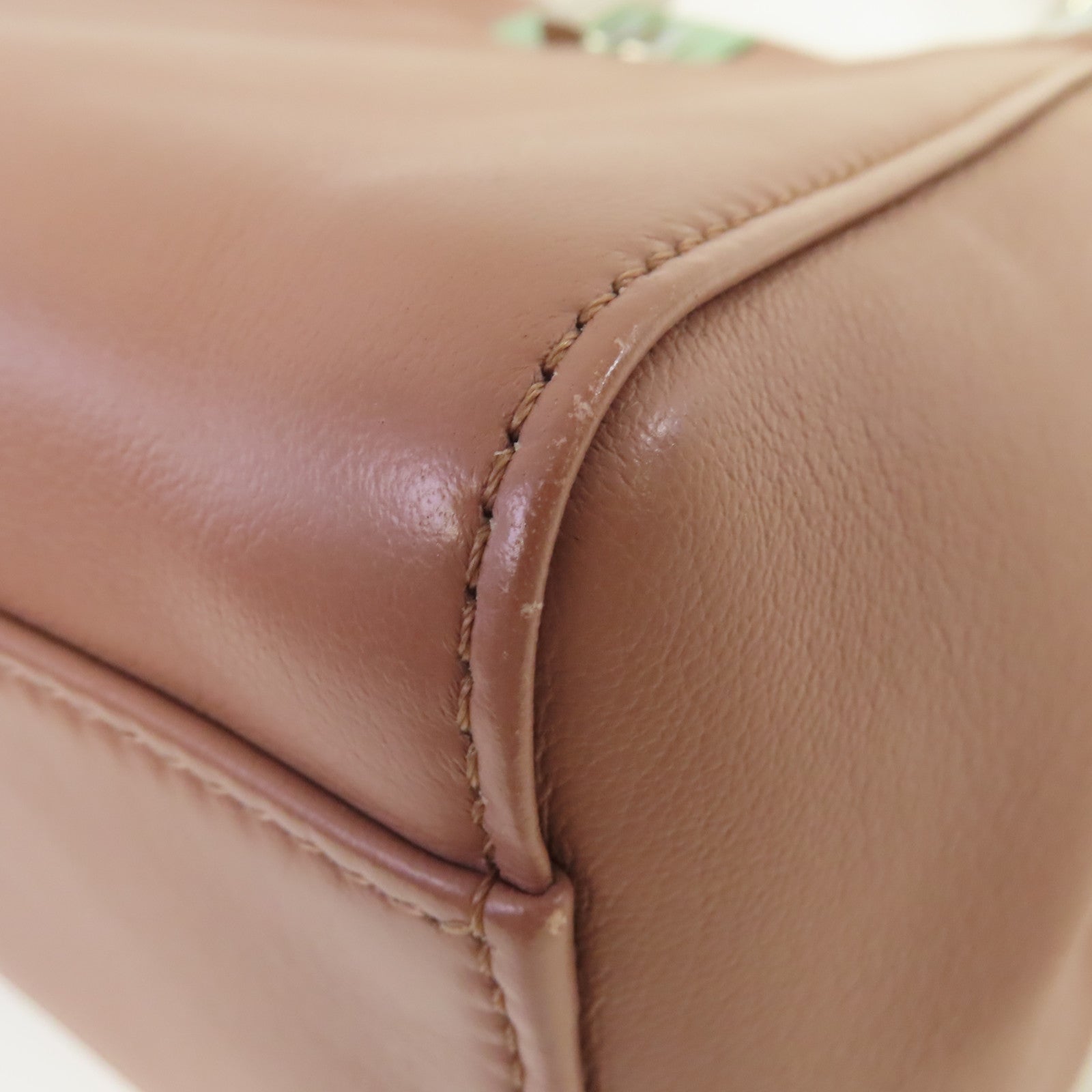 FENDI 羊皮皮革Peekaboo Mini 2Way Shoulder Bag銀扣手挽肩背兩用袋粉杏色