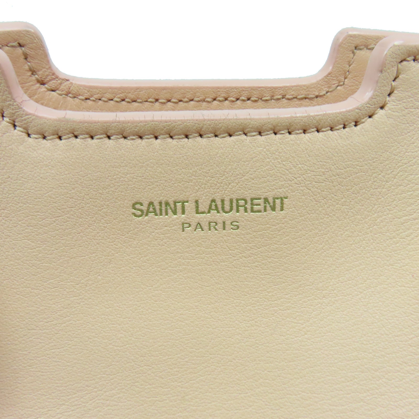 SAINT LAURENT 牛皮皮革2Way Shoulder Bag金扣手挽肩背兩用袋米色