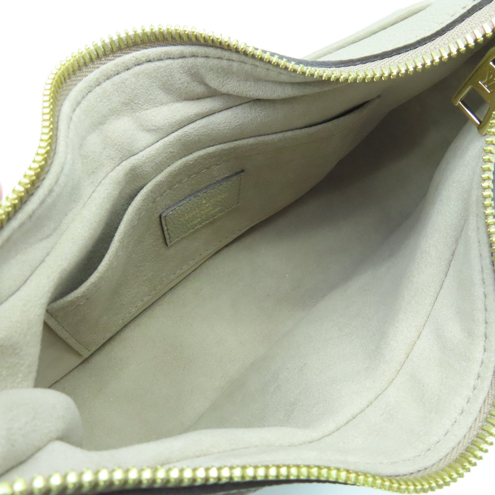 LOUIS VUITTON Monogram Empreinte Bagatelle Gold Buckle Handle Shoulder Bag Turtledove Grey/Cream