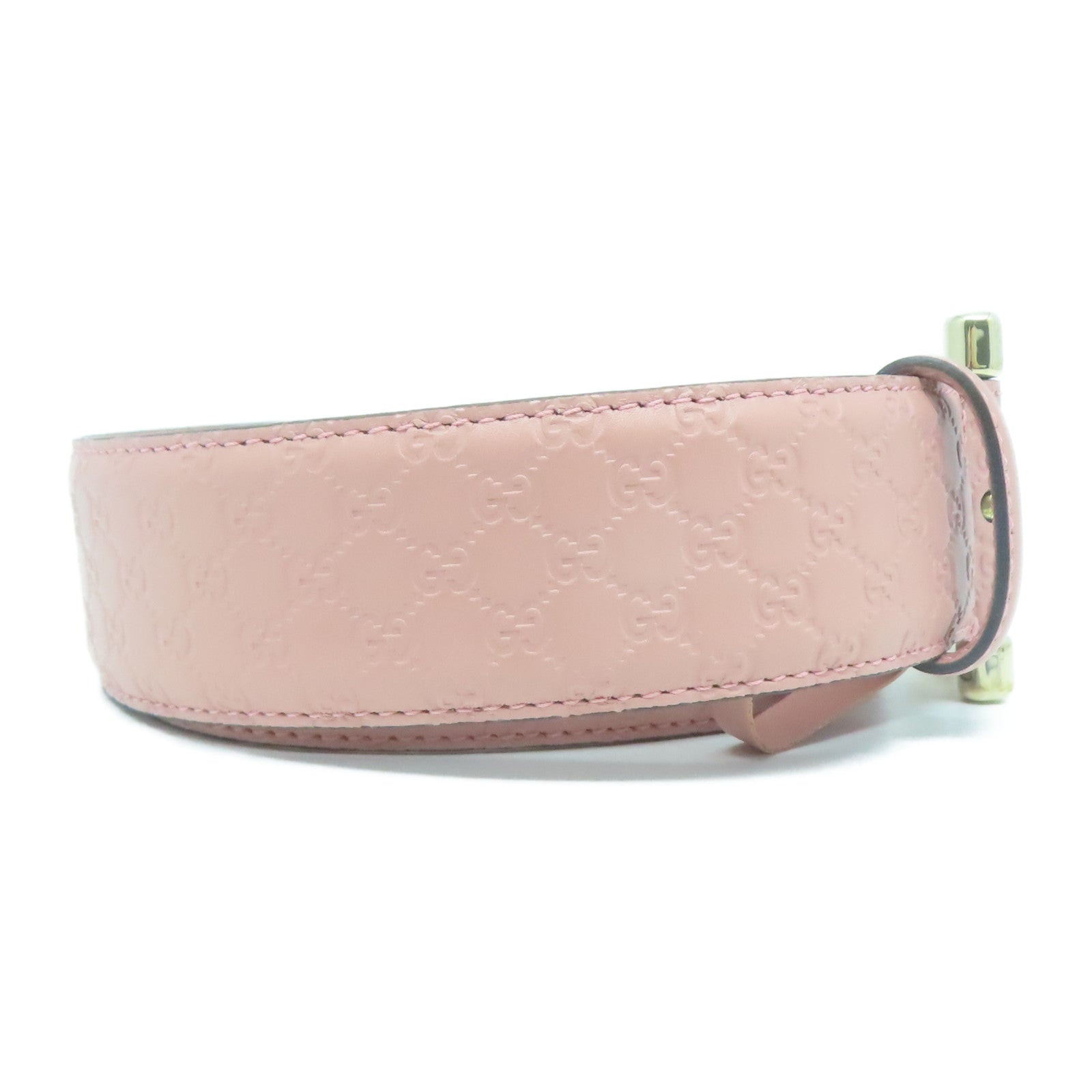 GUCCI Guccissima皮革Micro Guccissima Belt 85cm金扣皮帶粉紅色