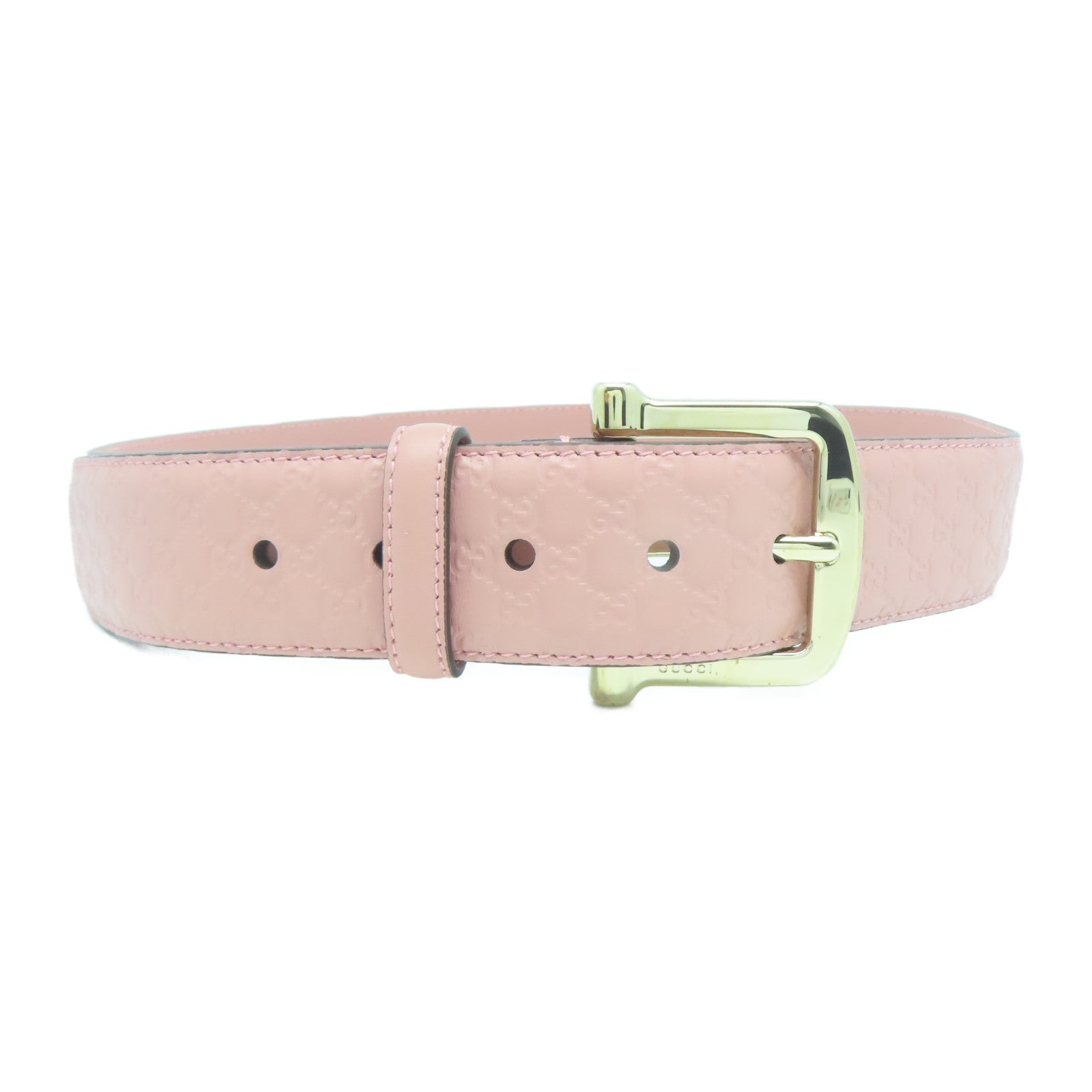 GUCCI Guccissima皮革Micro Guccissima Belt 85cm金扣皮帶粉紅色