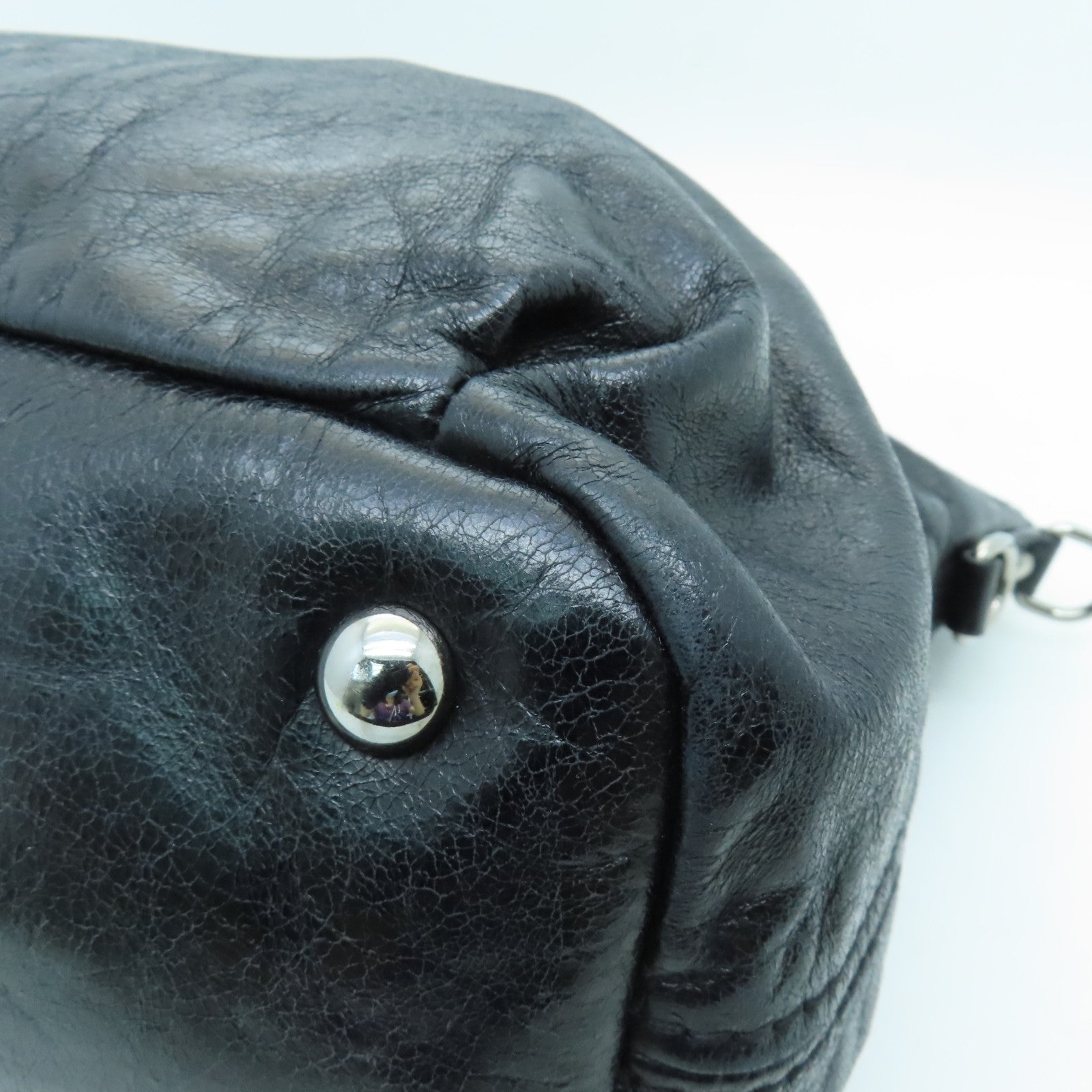 Miu Miu cowhide leather Shoulder Bag silver buckle shoulder bag black