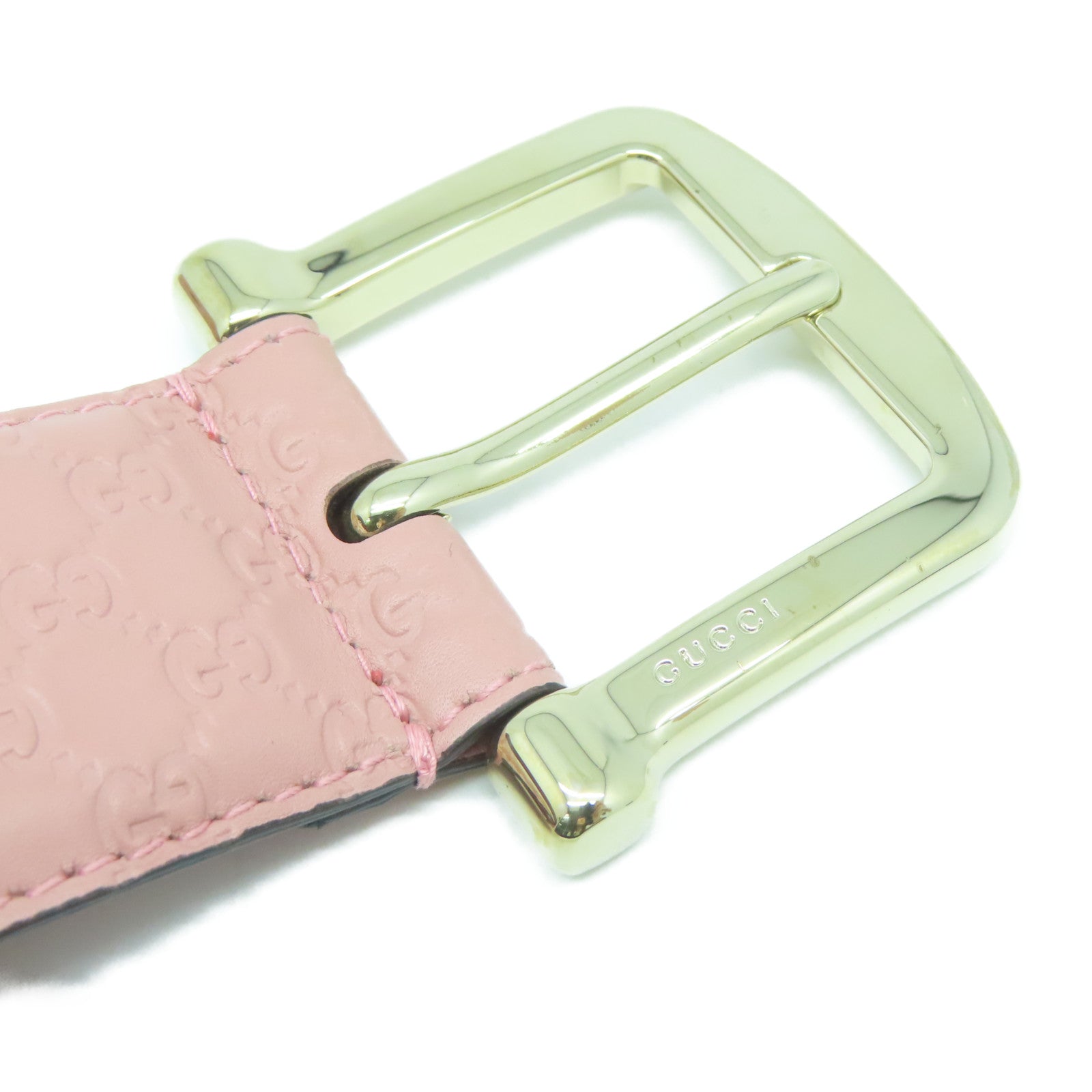 GUCCI Guccissima皮革Micro Guccissima Belt 85cm金扣皮帶粉紅色