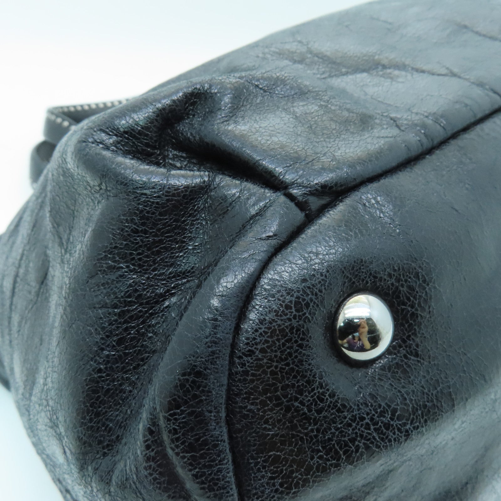 Miu Miu cowhide leather Shoulder Bag silver buckle shoulder bag black