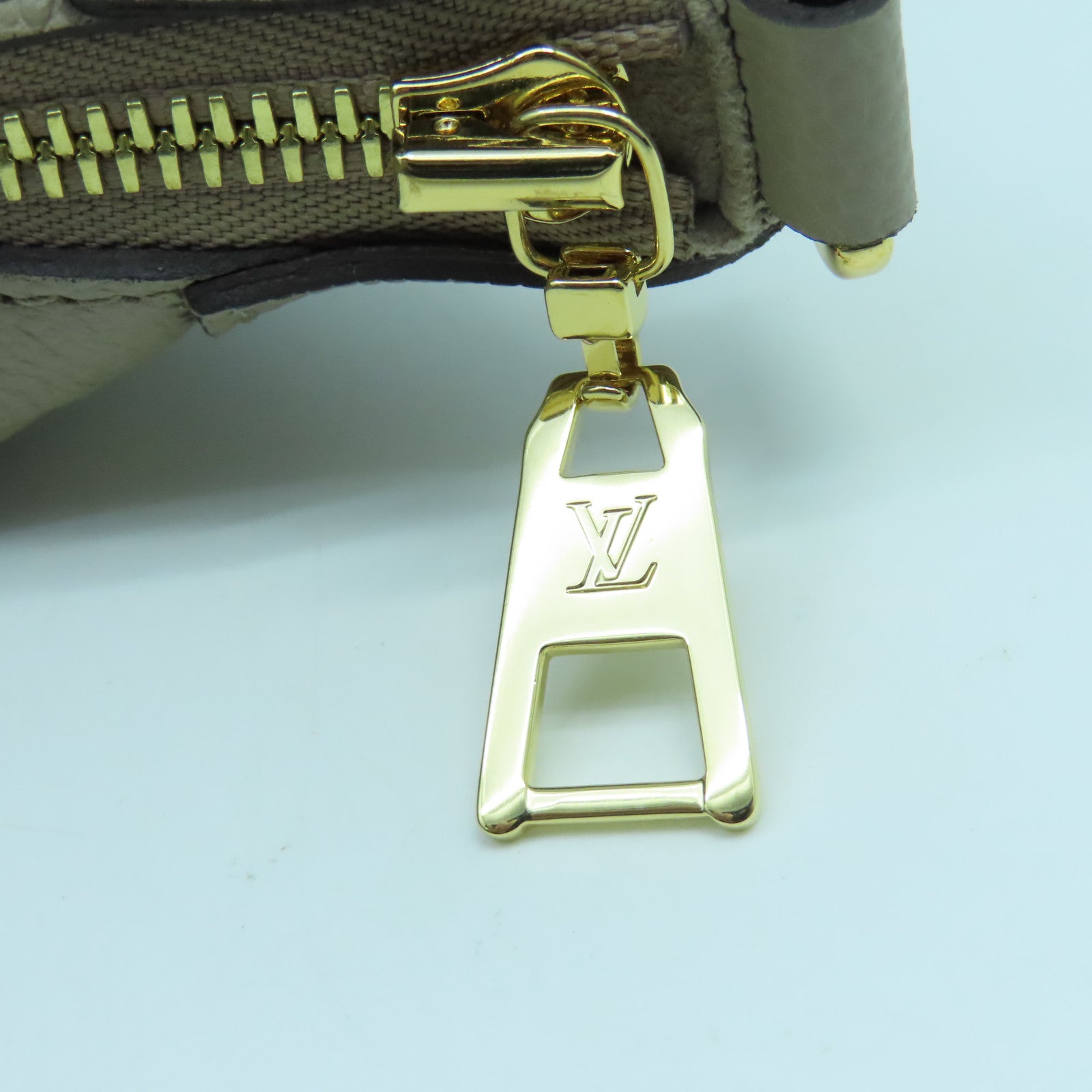 LOUIS VUITTON Monogram Empreinte Bagatelle Gold Buckle Handle Shoulder Bag Turtledove Grey/Cream