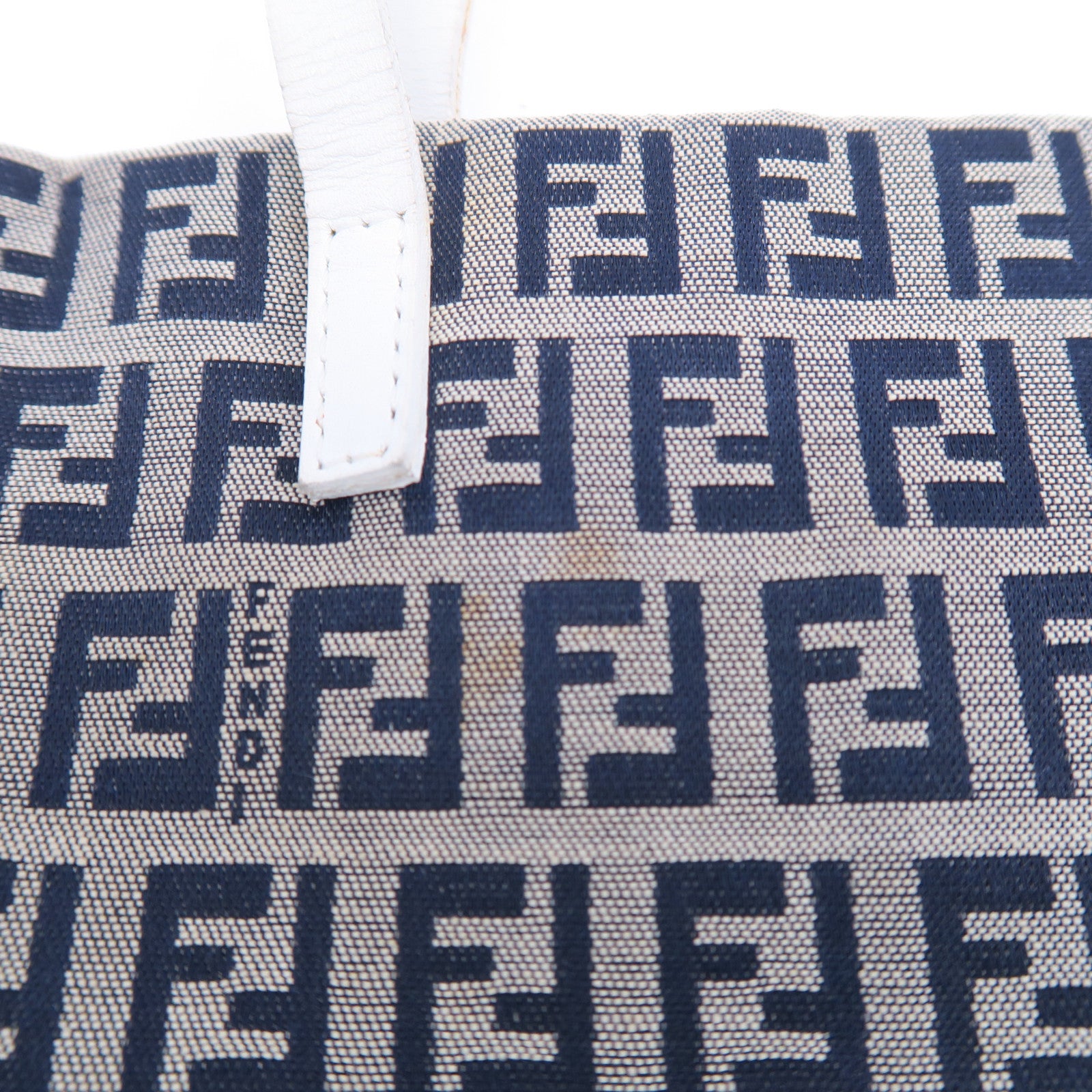 FENDI 帆布Tote Bag銀扣肩背袋灰色/藍色