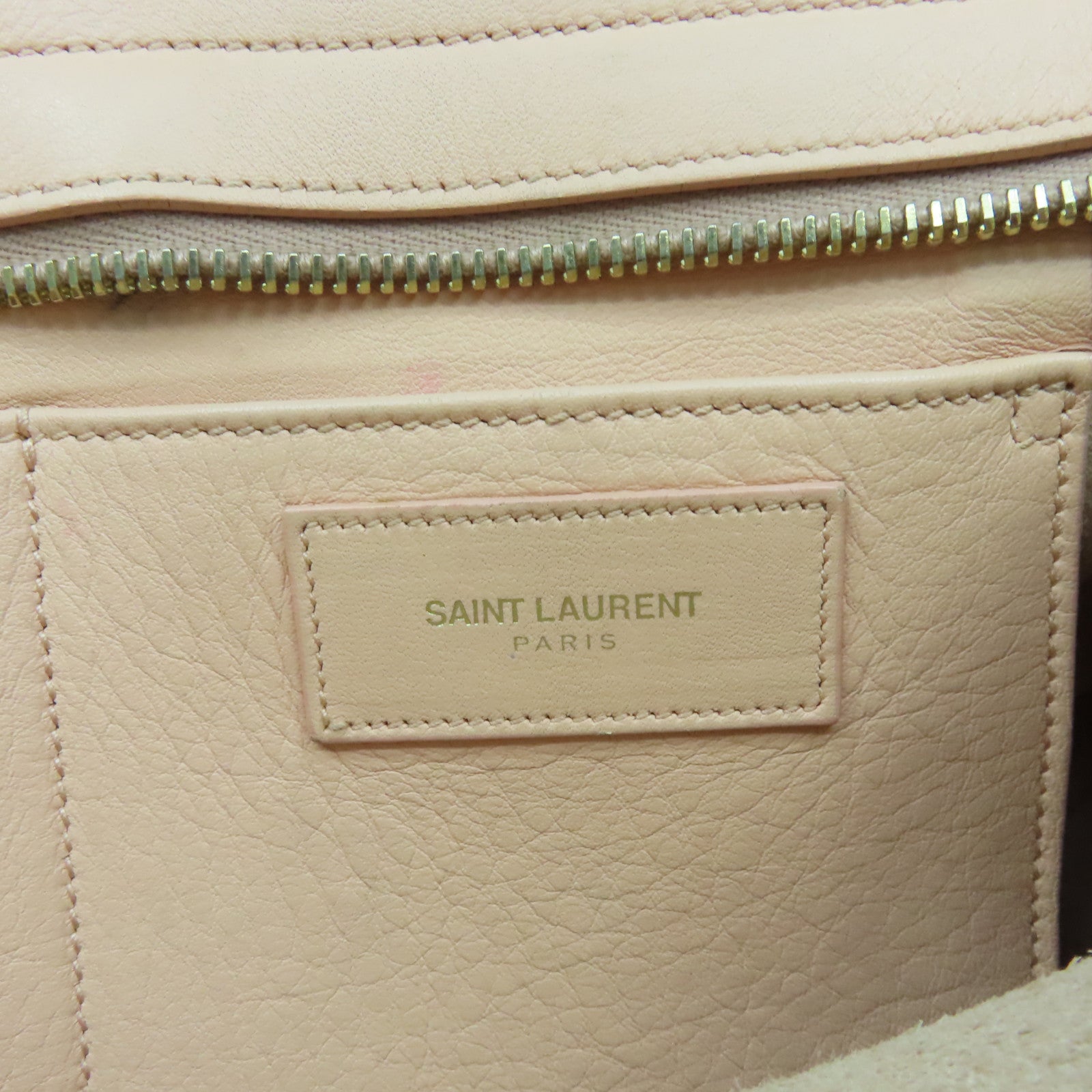 SAINT LAURENT 牛皮皮革2Way Shoulder Bag金扣手挽肩背兩用袋米色