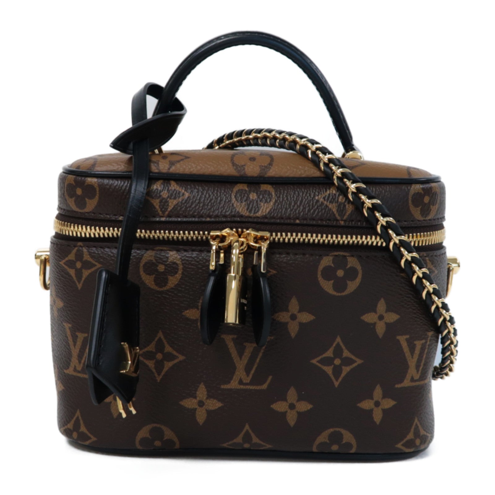 LOUIS VUITTON Monogram Vanity PM金扣手挽肩背兩用袋啡色