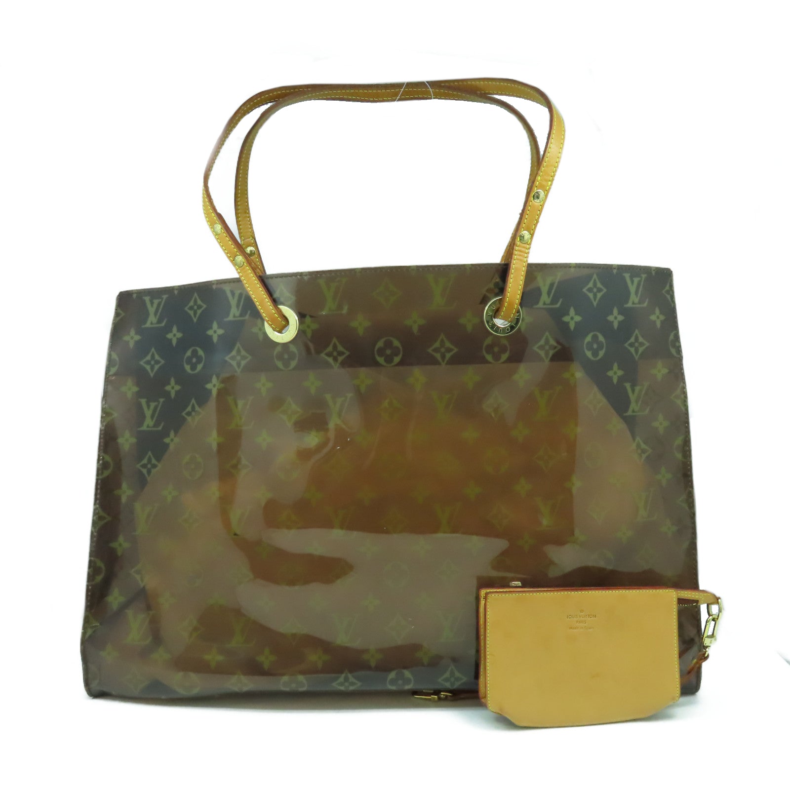 LOUIS VUITTON Monogram Vinyl Cabas Cruise金扣肩背袋透明/啡色