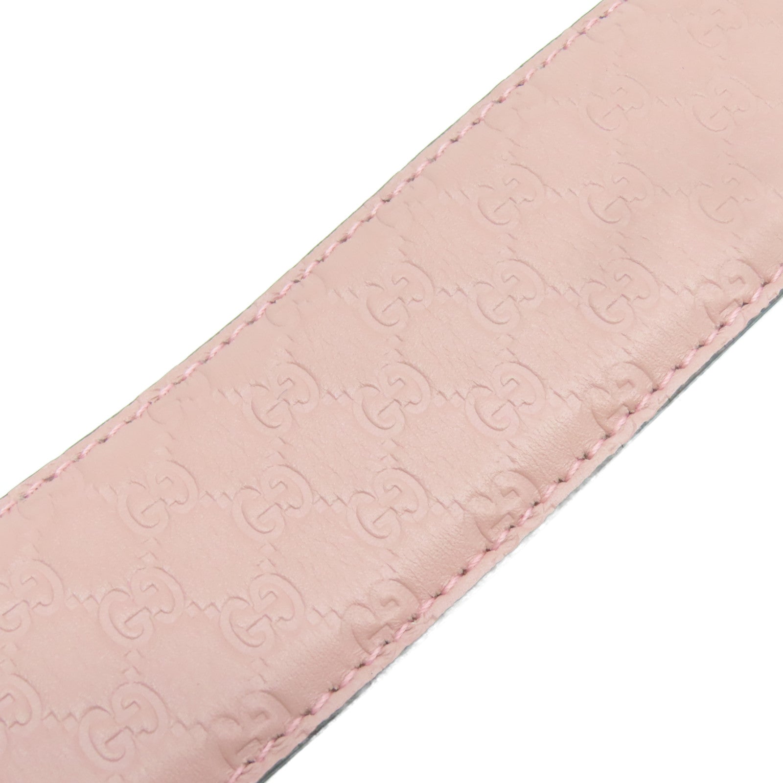 GUCCI Guccissima皮革Micro Guccissima Belt 85cm金扣皮帶粉紅色