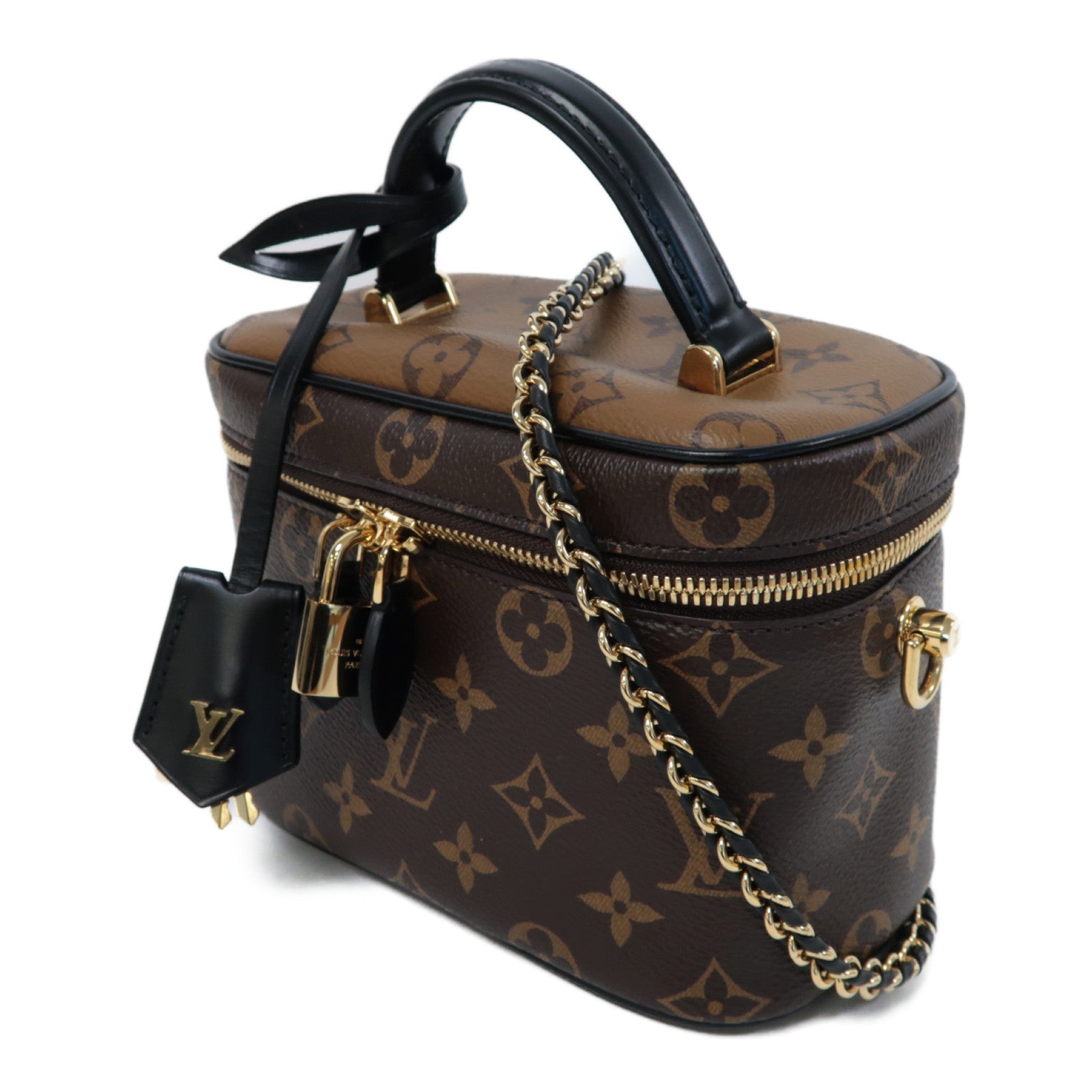 LOUIS VUITTON Monogram Vanity PM金扣手挽肩背兩用袋啡色