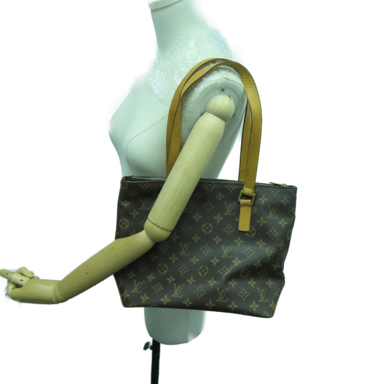 LOUIS VUITTON Monogram Cabas Piano金扣肩背袋啡色