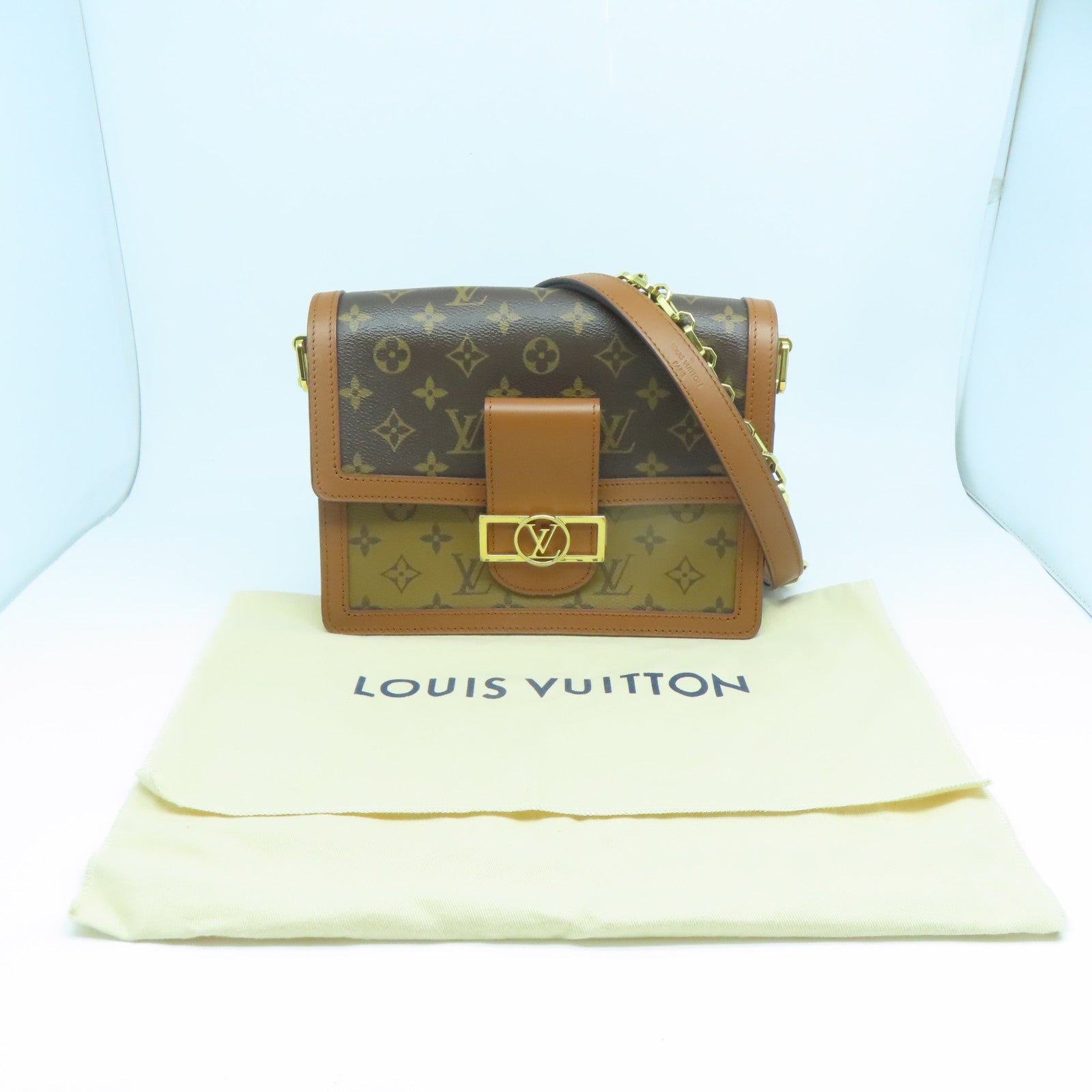 LOUIS VUITTON Monogram Dauphine MM金扣手挽肩背兩用袋啡色
