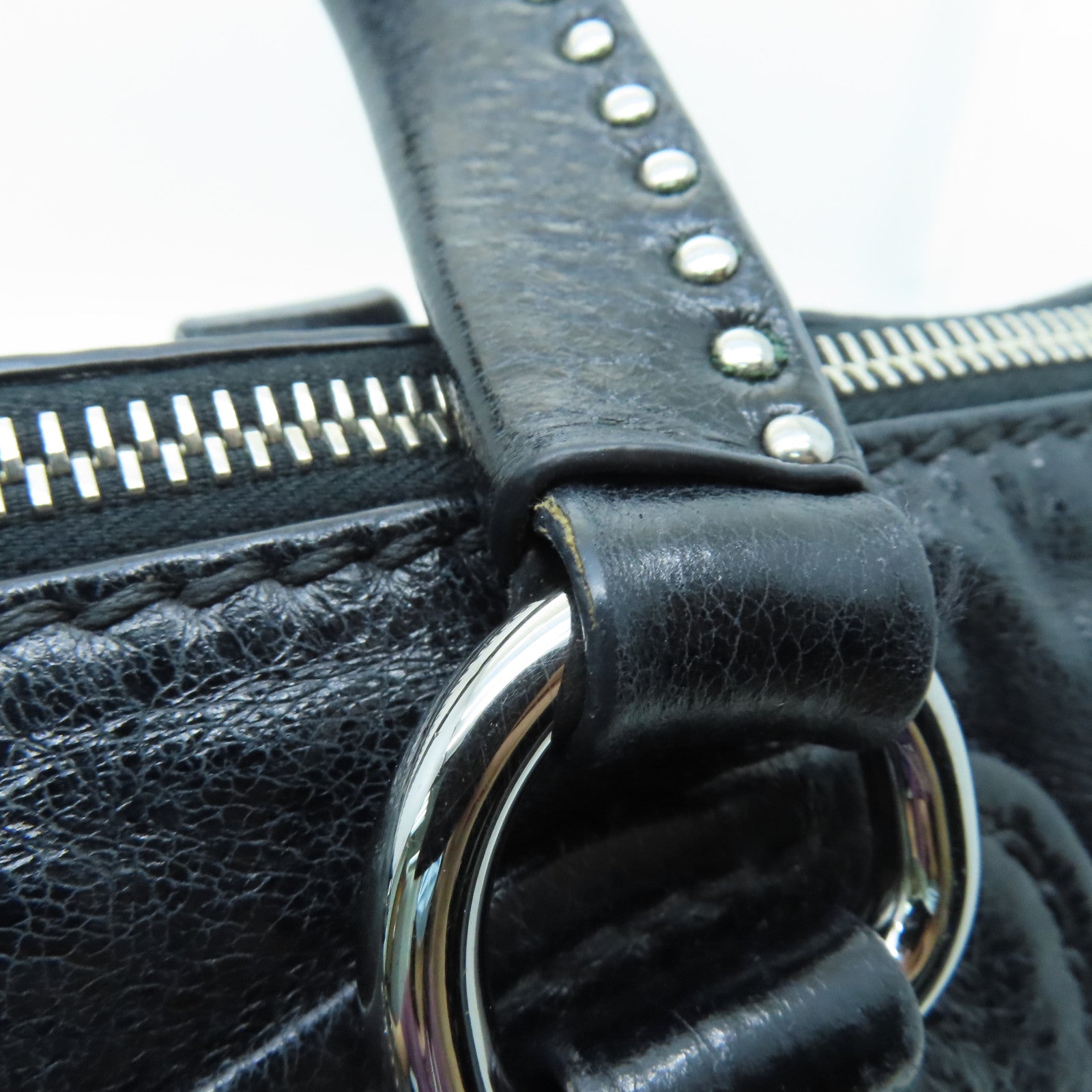 Miu Miu cowhide leather Shoulder Bag silver buckle shoulder bag black