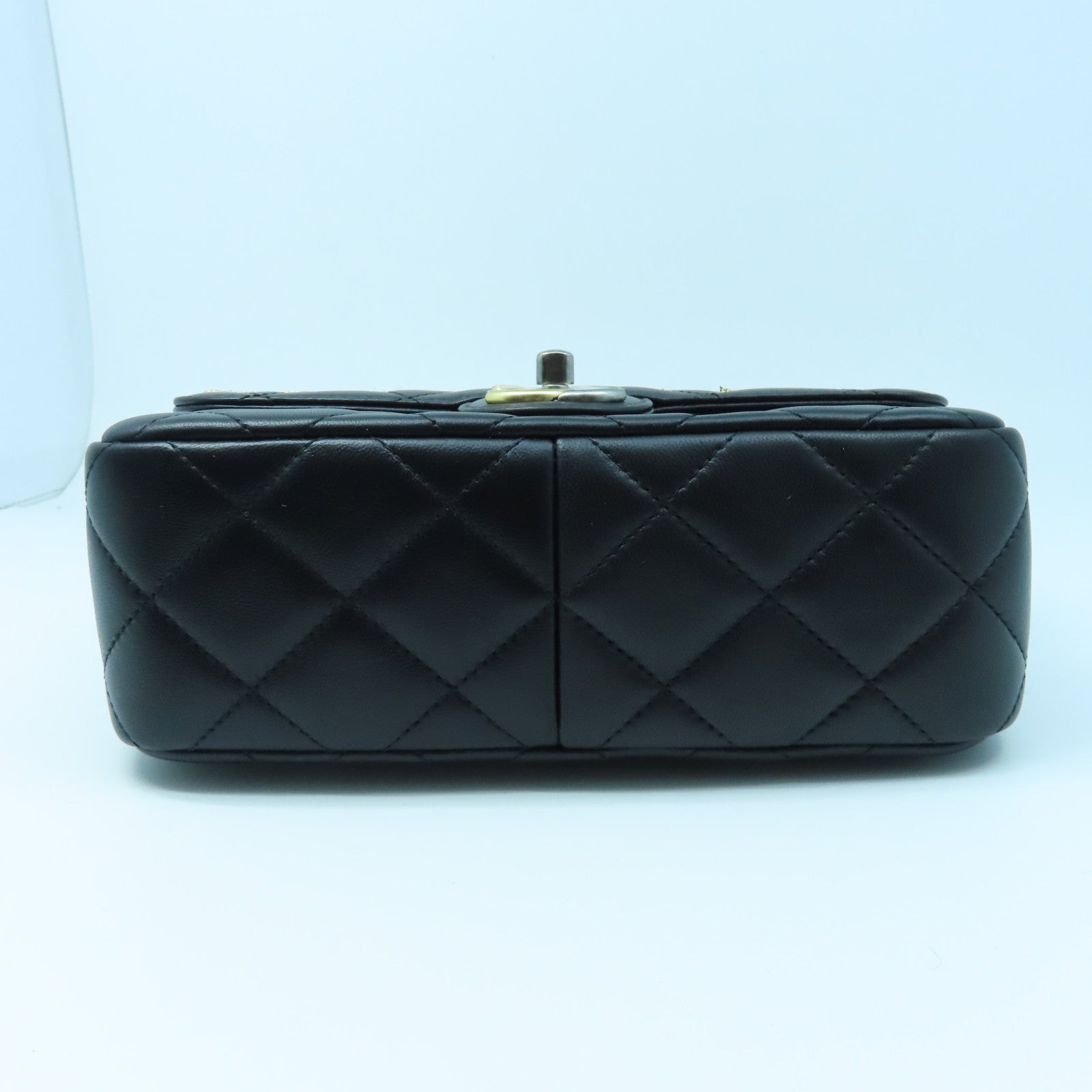 CHANEL Diamond Sheepskin Leather Pearl Hairpin Badge Chain Shoulder Bag Black