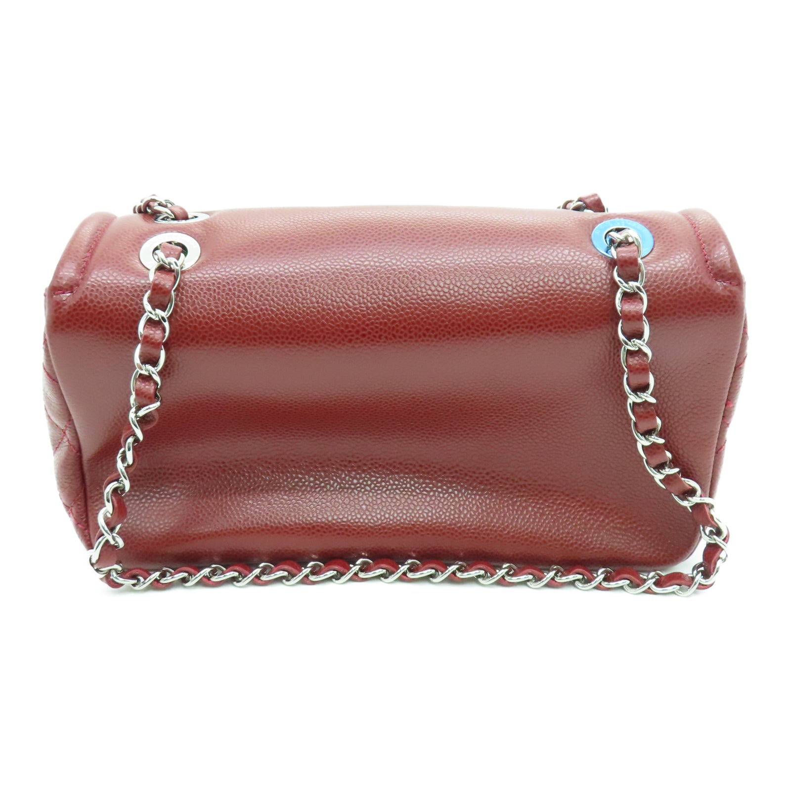 CHANEL 【激減優惠】菱格Caviar皮革Chain Shoulder銀扣鏈帶肩背袋紅色