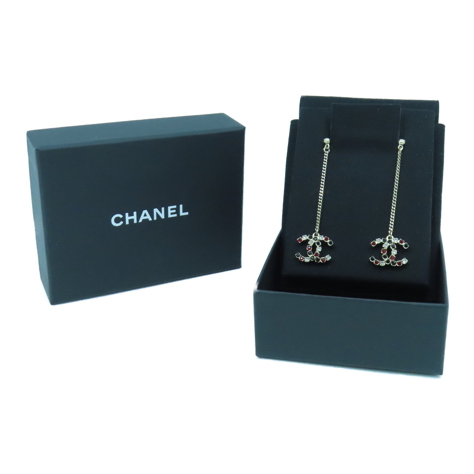 CHANEL 金屬Earrings金扣耳環黑色/紅色/金色