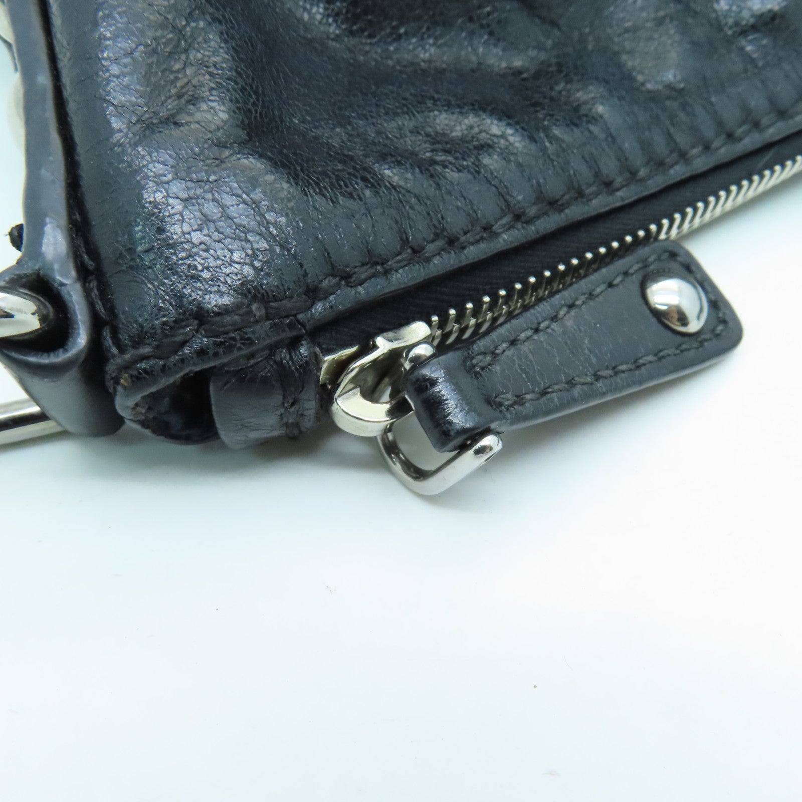 Miu Miu cowhide leather Shoulder Bag silver buckle shoulder bag black