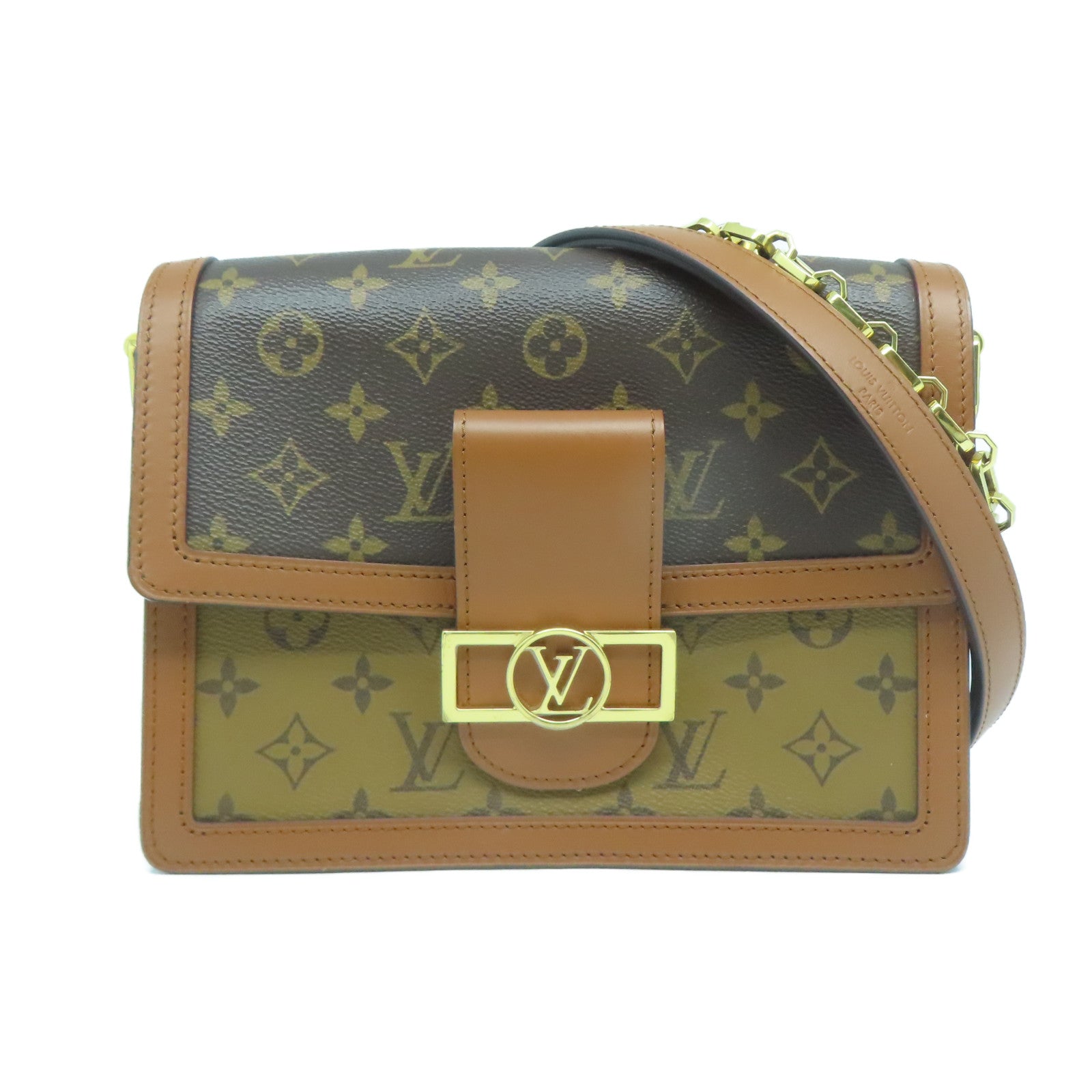 LOUIS VUITTON Monogram Dauphine MM金扣手挽肩背兩用袋啡色