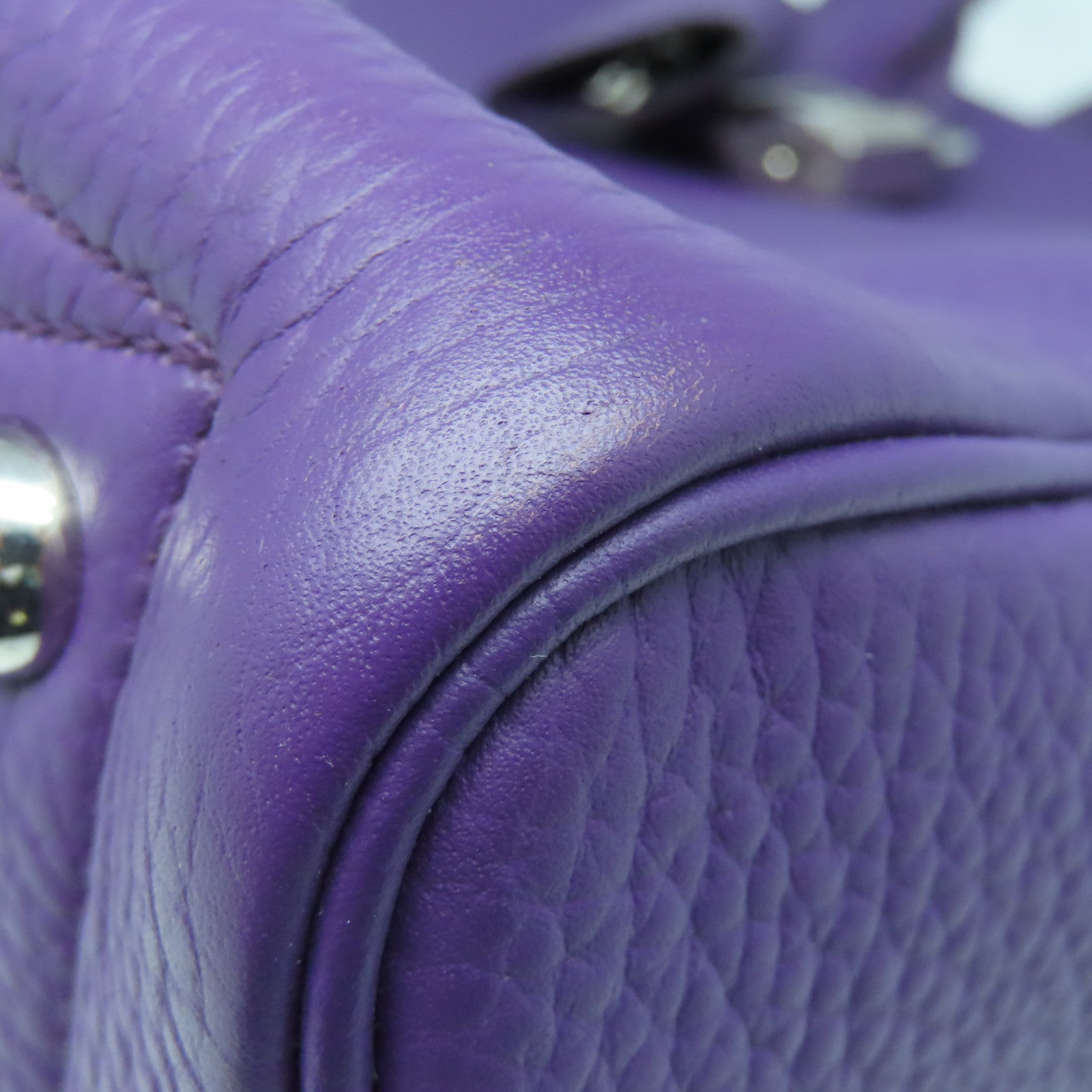 HERMES Clemence皮革Victolia银扣肩背袋Ultraviolet紫色