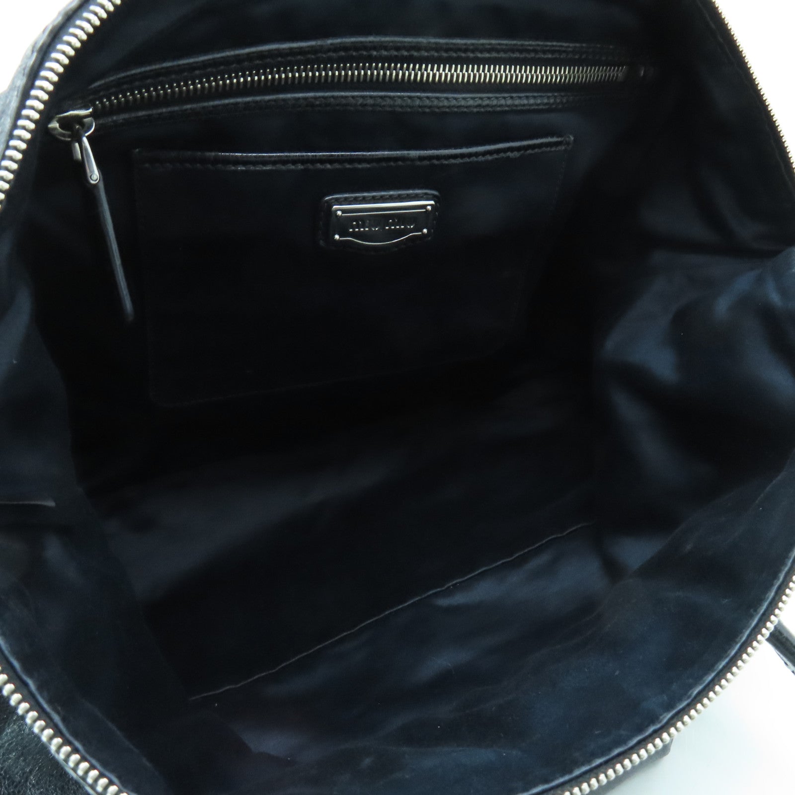 Miu Miu cowhide leather Shoulder Bag silver buckle shoulder bag black
