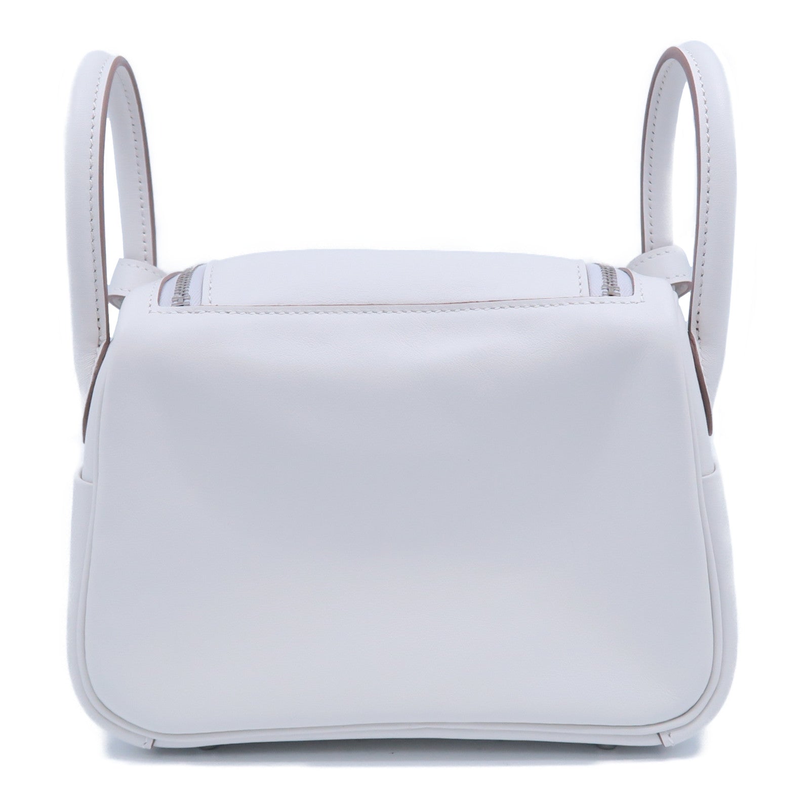 HERMES Swift皮革Mini Lindy銀扣手挽肩背兩用袋Gris Pale奶灰色