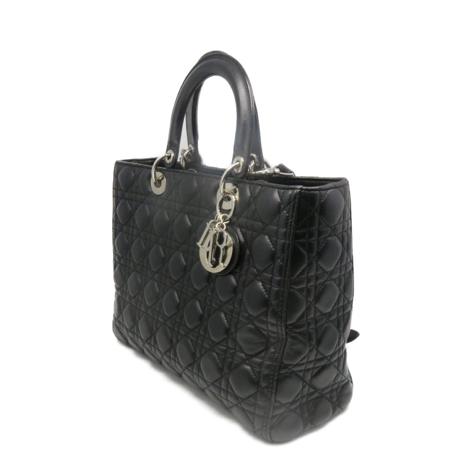 Dior 牛皮皮革Lady Dior 2 Way Handbag手挽肩背两用袋黑色