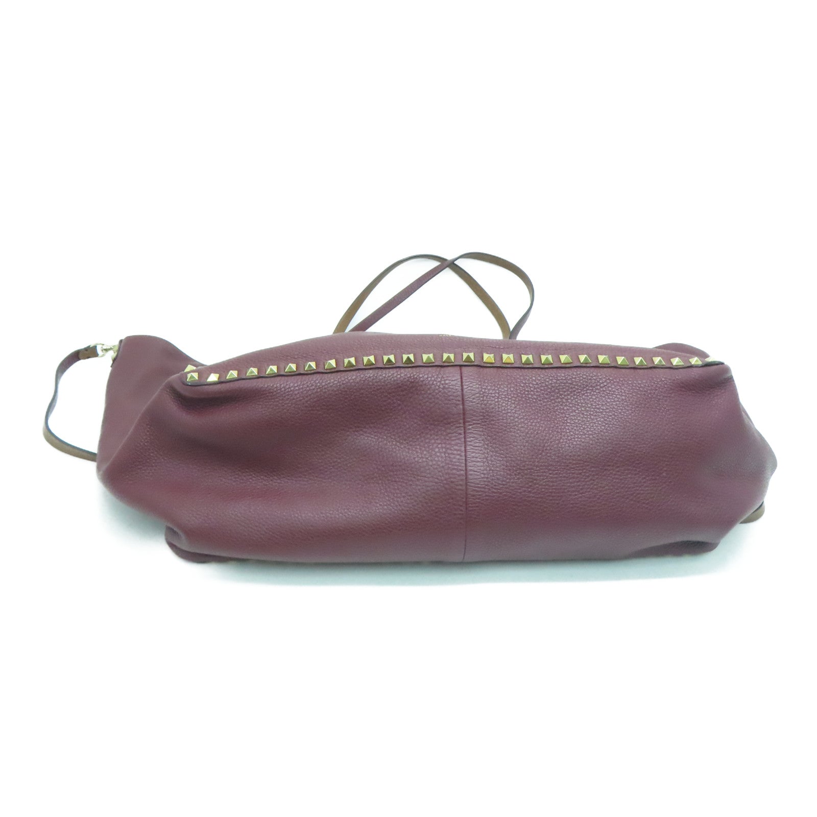 Valentino 牛皮皮革Shoulder Bag金扣肩背袋紅色/啡色