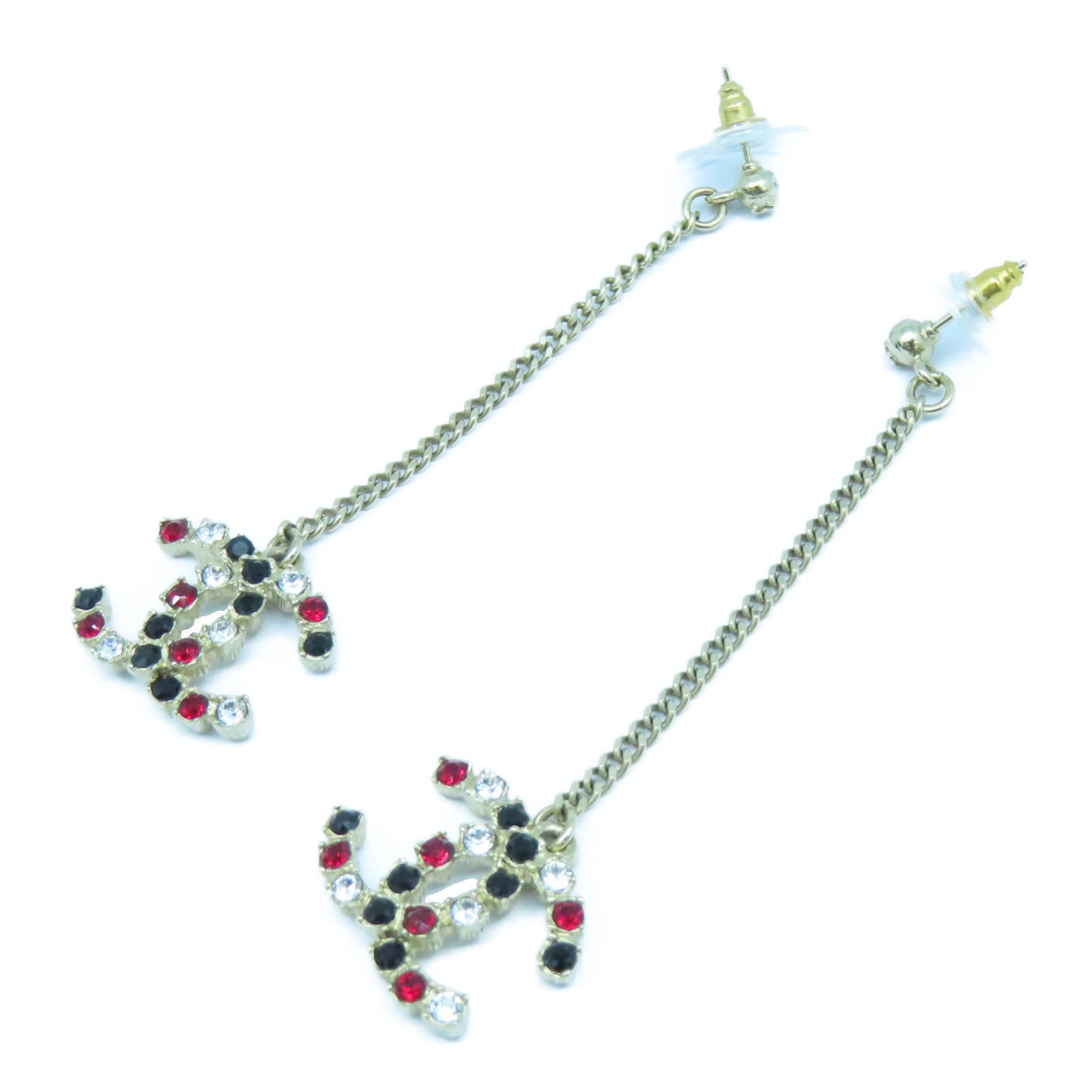 CHANEL 金屬Earrings金扣耳環黑色/紅色/金色
