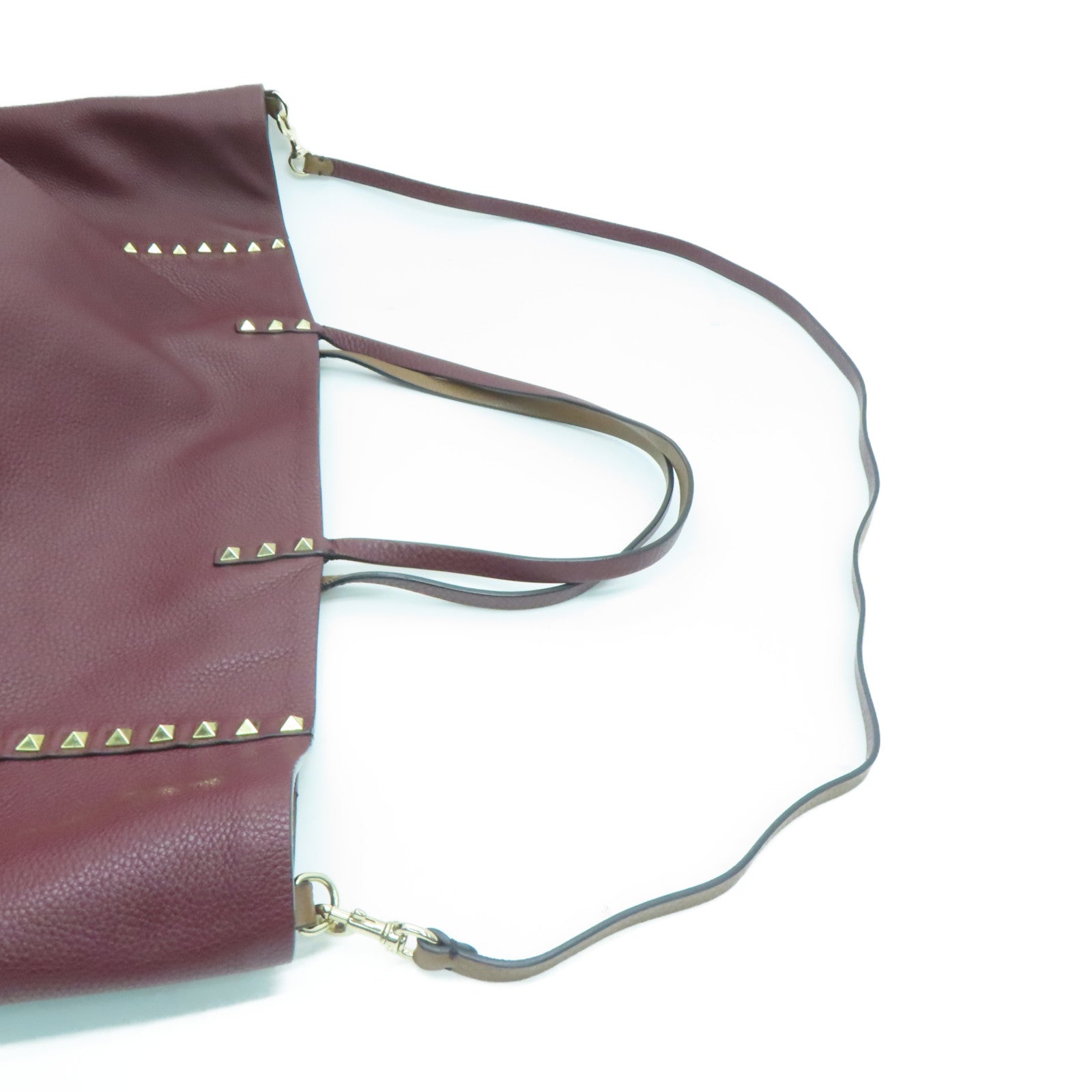 Valentino 牛皮皮革Shoulder Bag金扣肩背袋紅色/啡色