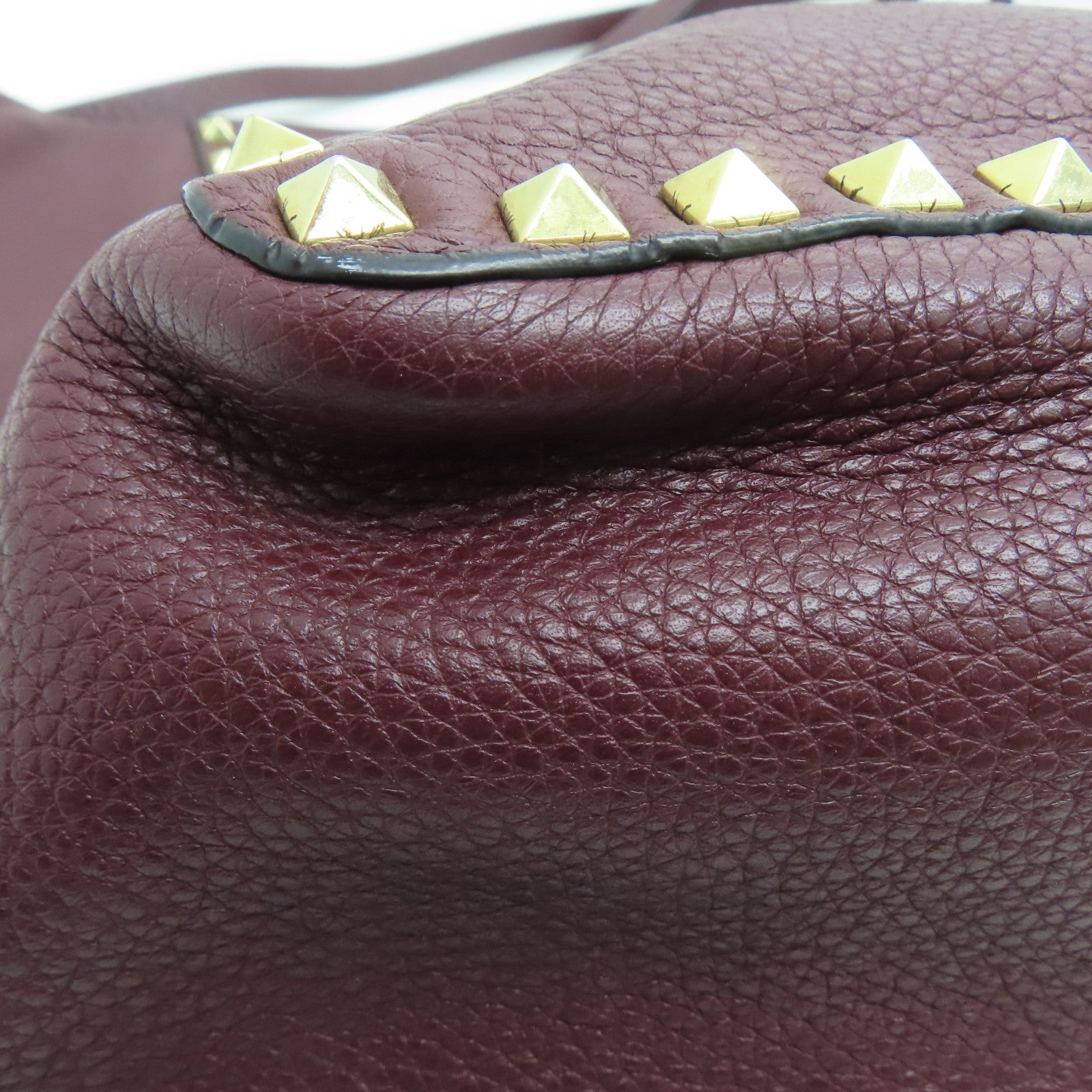 Valentino 牛皮皮革Shoulder Bag金扣肩背袋紅色/啡色