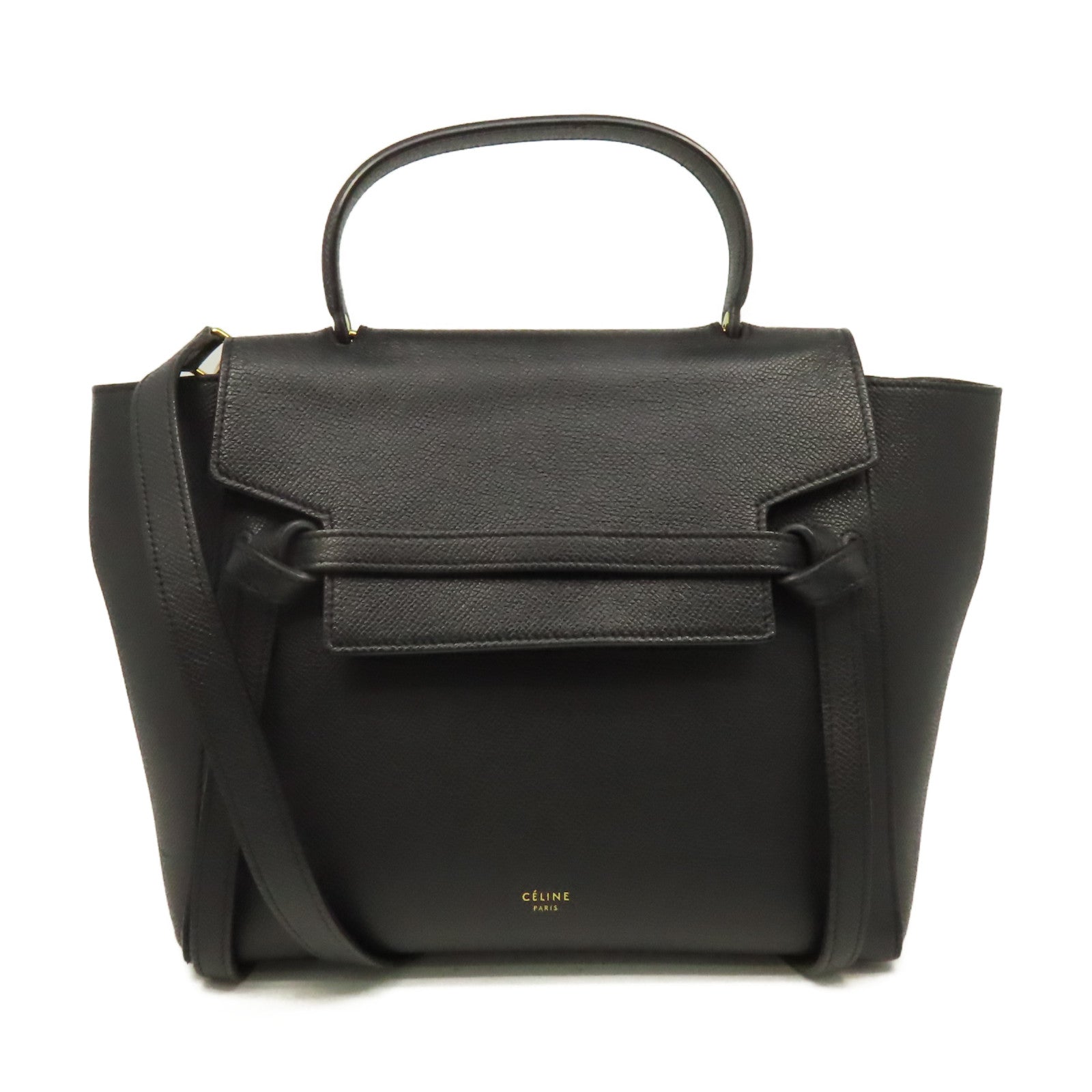 CELINE 牛皮皮革Belt Bag金扣手挽肩背兩用袋黑色