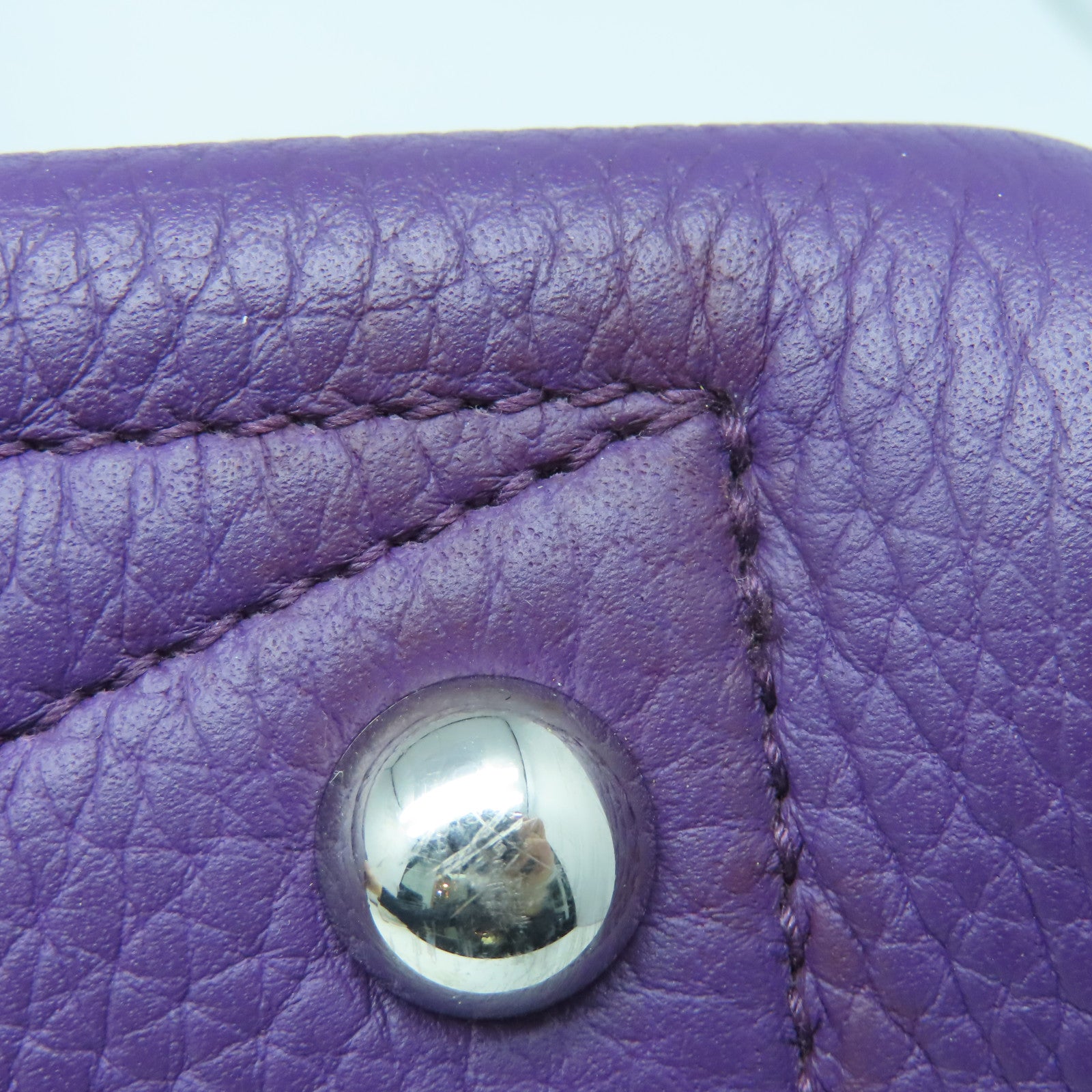 HERMES Clemence皮革Victolia银扣肩背袋Ultraviolet紫色