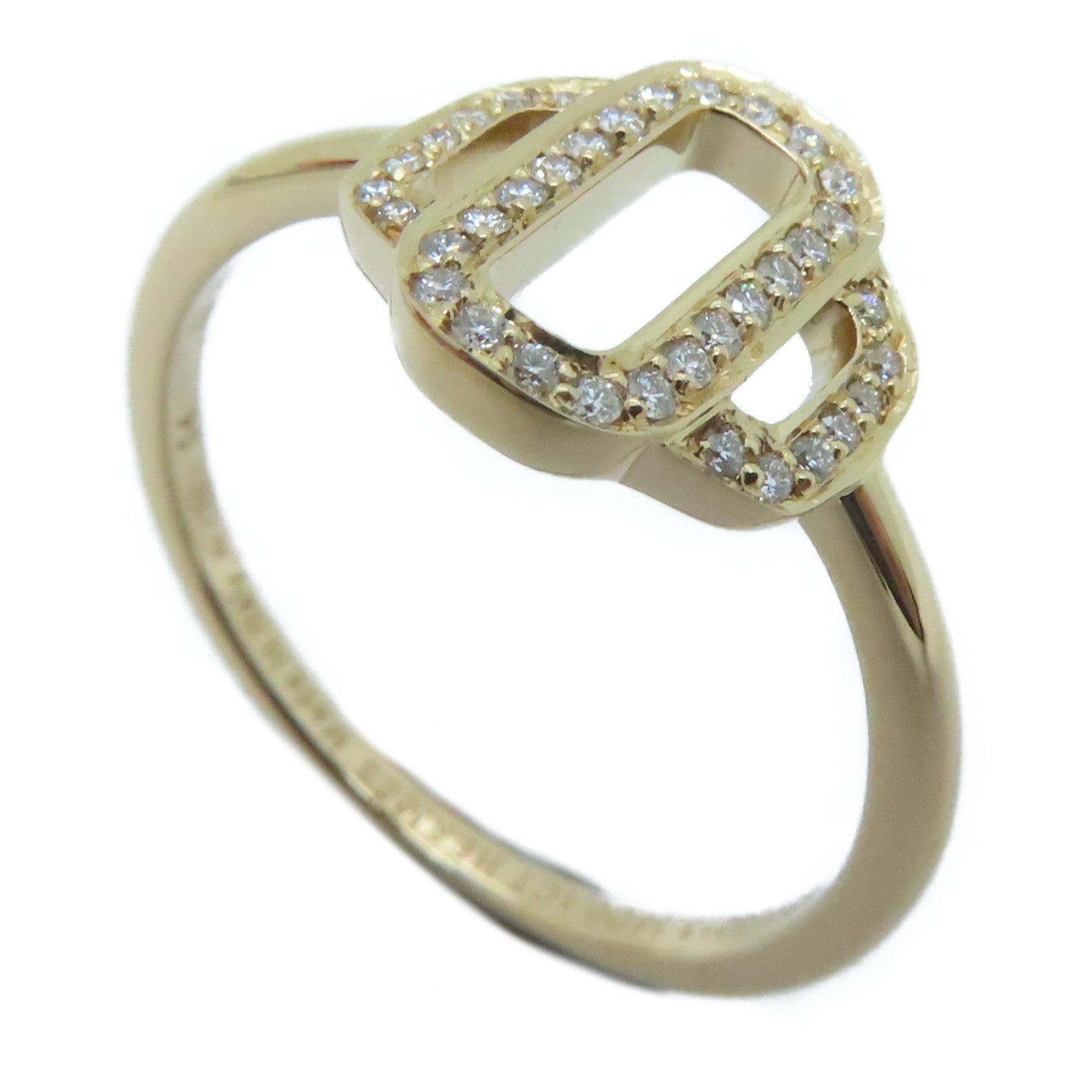 HERMES [Sharp Discount] 18K Rose Gold Attelage Ring 0.1ct Diamond Ring Hermes#54/US#6.75