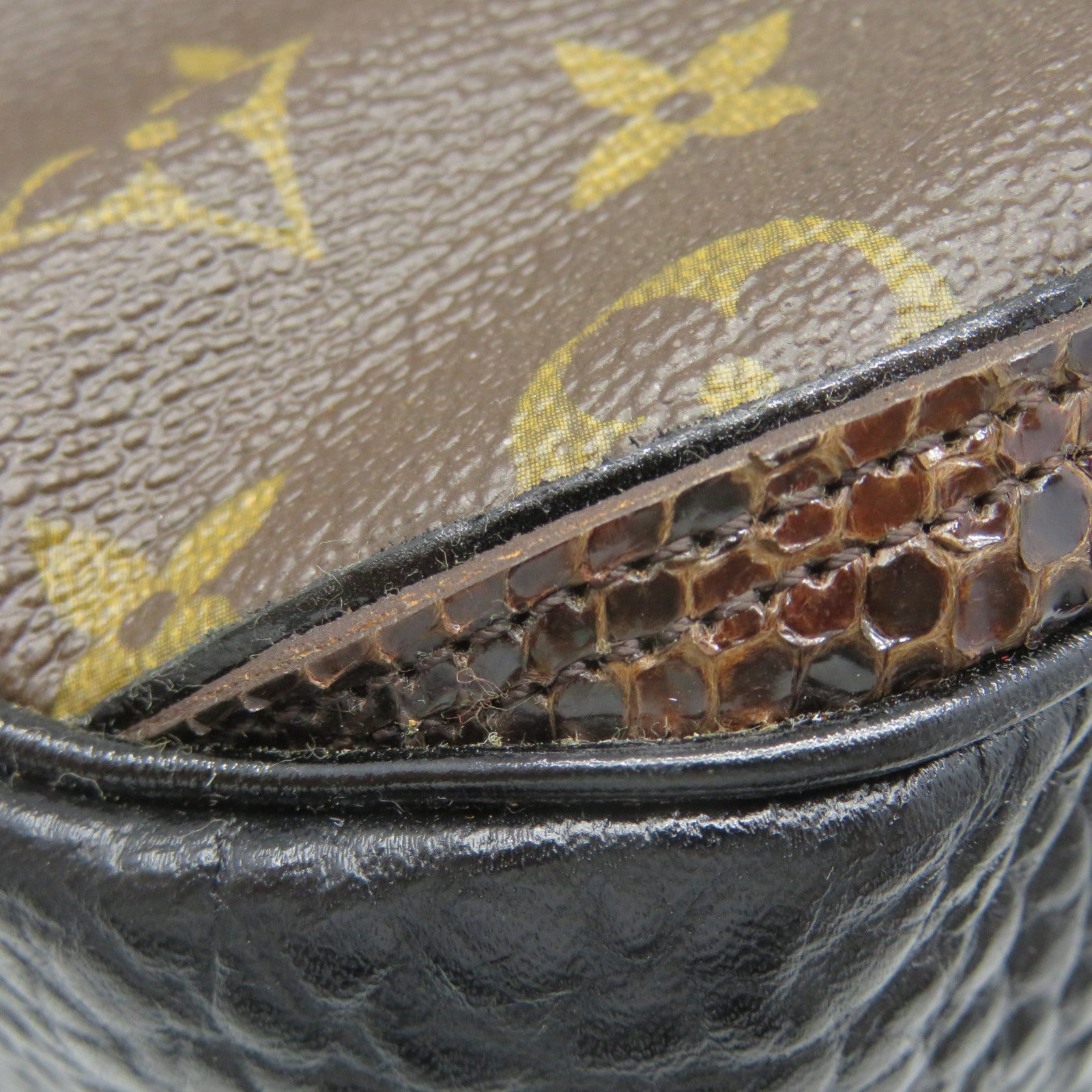 LOUIS VUITTON 【激減優惠】Monogram/駝鳥皮革/蛇皮皮革Oskar Waltz 2way Shoulder手挽肩背兩用袋啡色