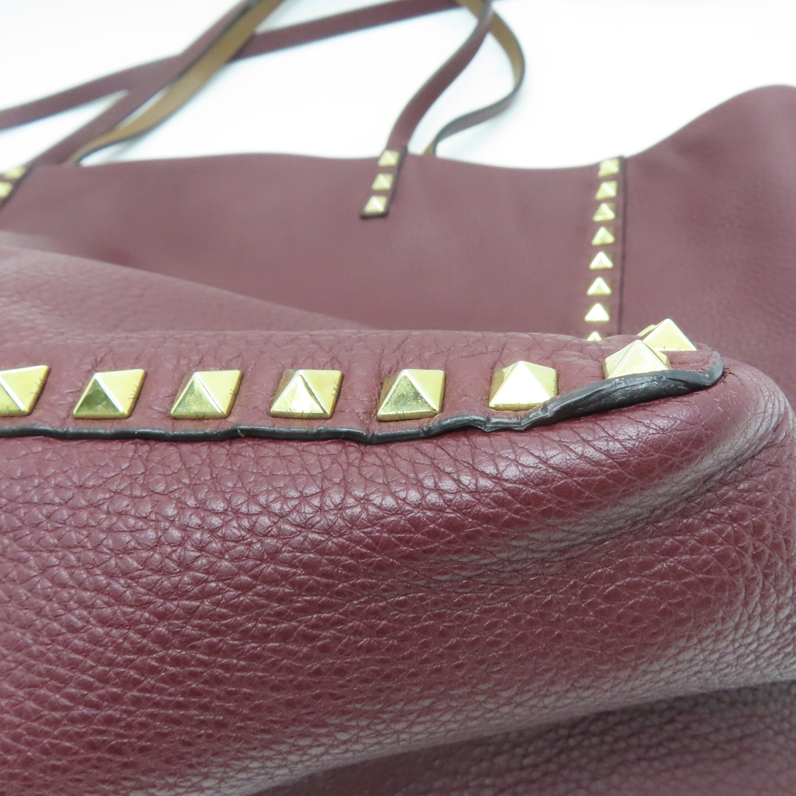 Valentino 牛皮皮革Shoulder Bag金扣肩背袋紅色/啡色