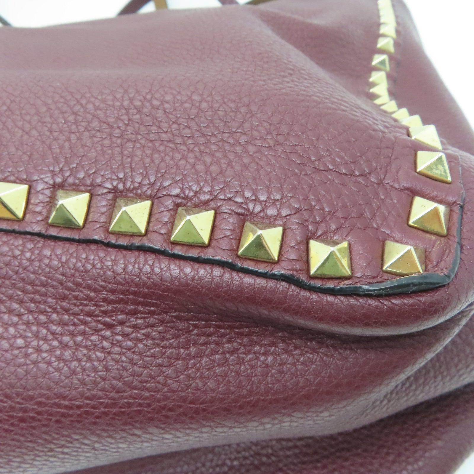 Valentino 牛皮皮革Shoulder Bag金扣肩背袋紅色/啡色