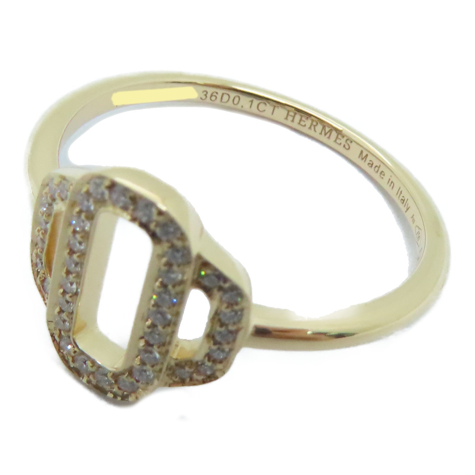HERMES [Sharp Discount] 18K Rose Gold Attelage Ring 0.1ct Diamond Ring Hermes#54/US#6.75