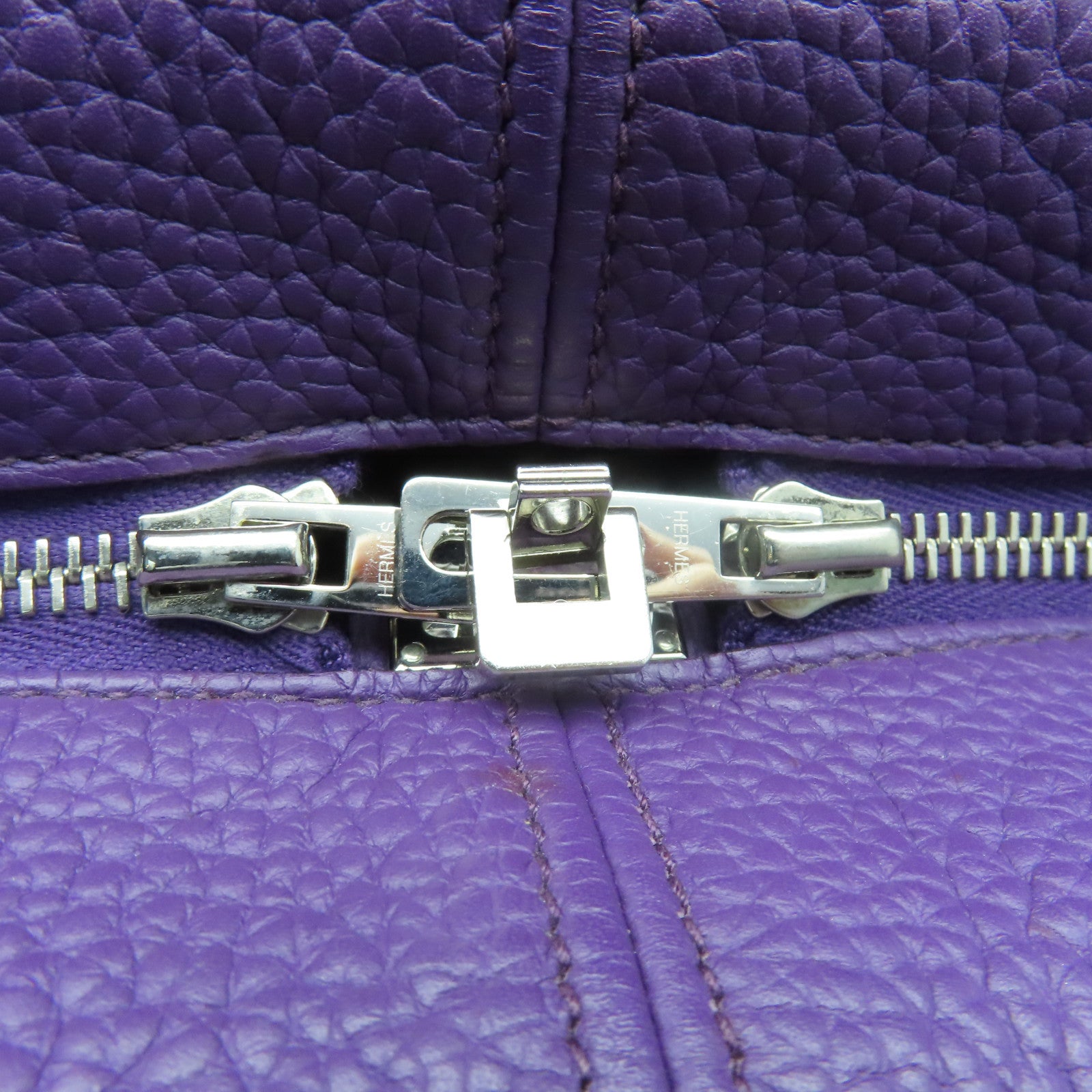 HERMES Clemence皮革Victolia银扣肩背袋Ultraviolet紫色