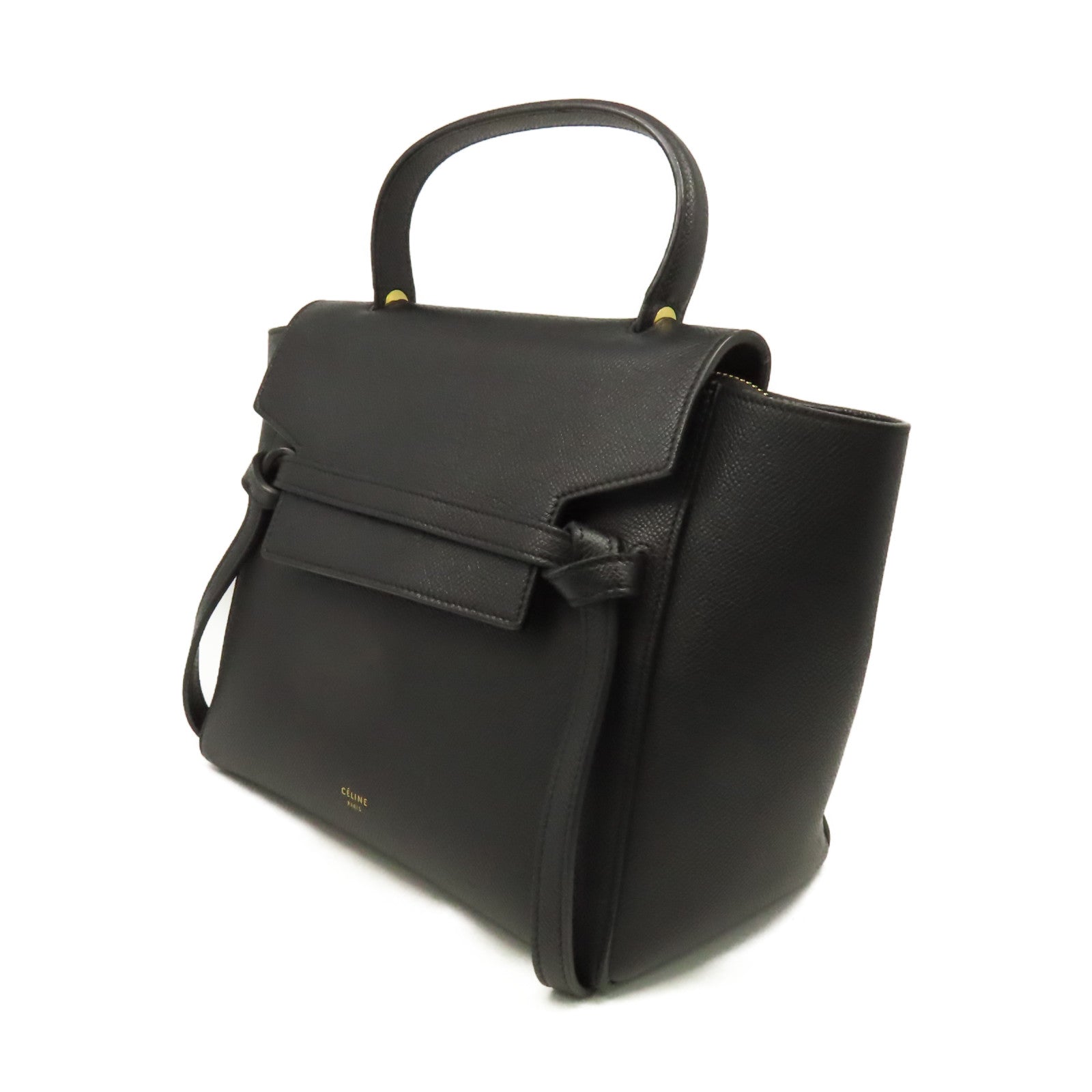 CELINE 牛皮皮革Belt Bag金扣手挽肩背兩用袋黑色