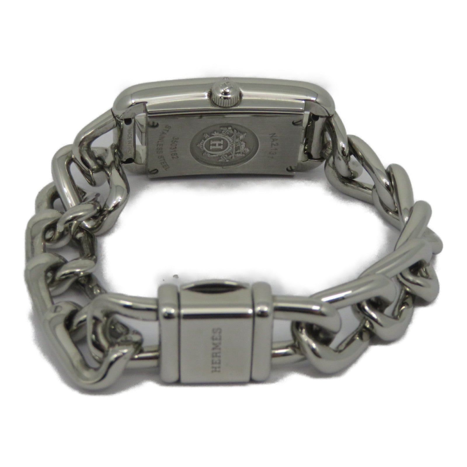 HERMES UHR Natucket Diamond Quartz Watch钻石/不锈钢手表石英机芯银色