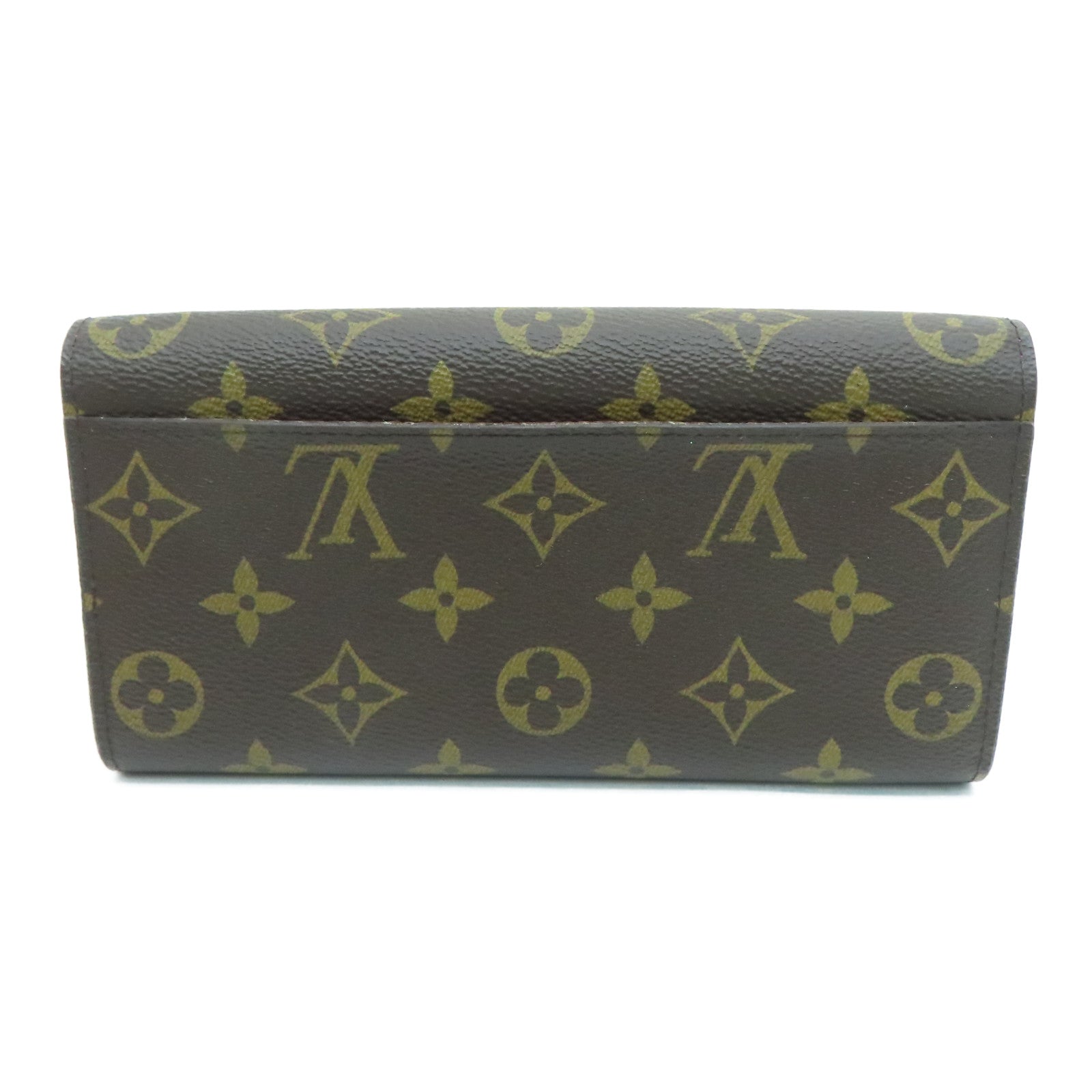 LOUIS VUITTON Monogram Sarah Evasion Gold Buckle Long Wallet Brown