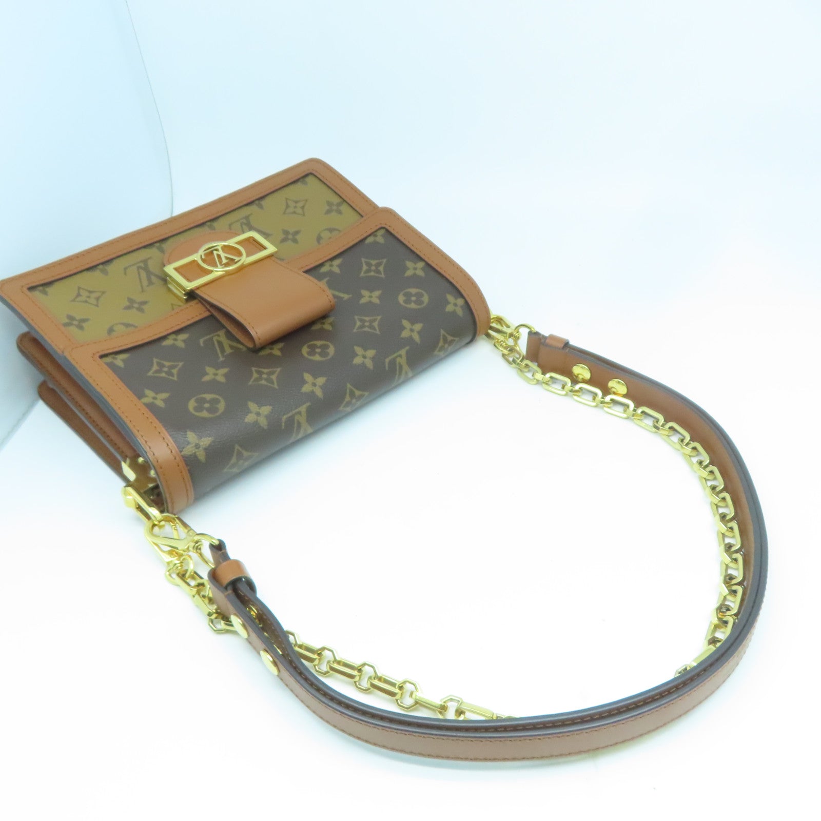 LOUIS VUITTON Monogram Dauphine MM金扣手挽肩背兩用袋啡色