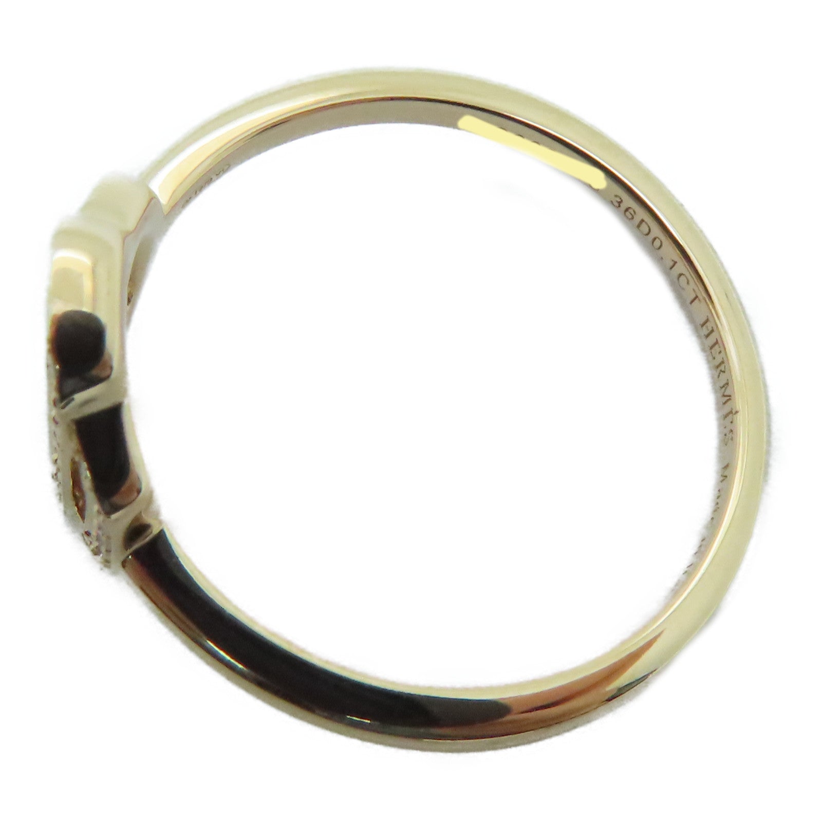 HERMES [Sharp Discount] 18K Rose Gold Attelage Ring 0.1ct Diamond Ring Hermes#54/US#6.75