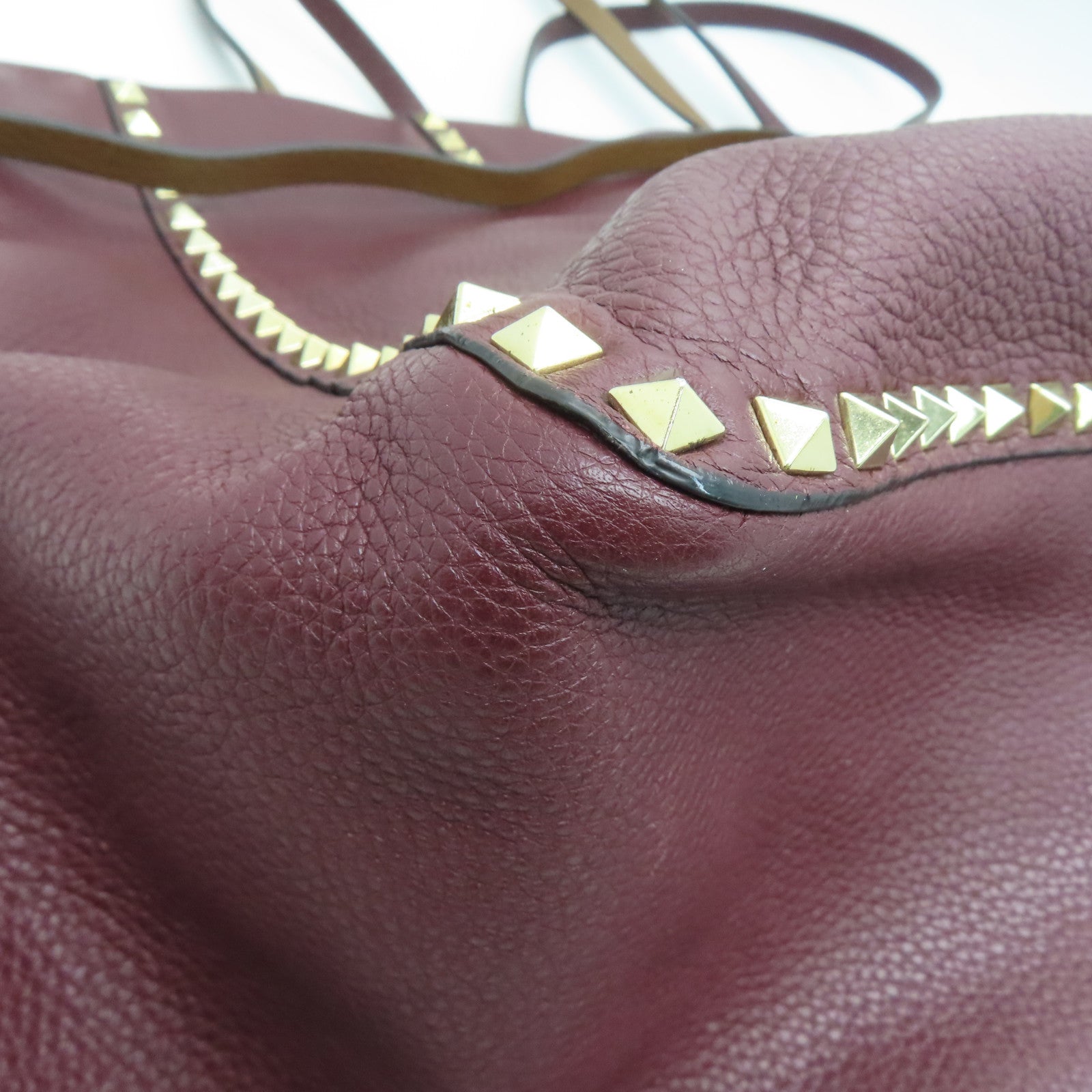 Valentino 牛皮皮革Shoulder Bag金扣肩背袋紅色/啡色