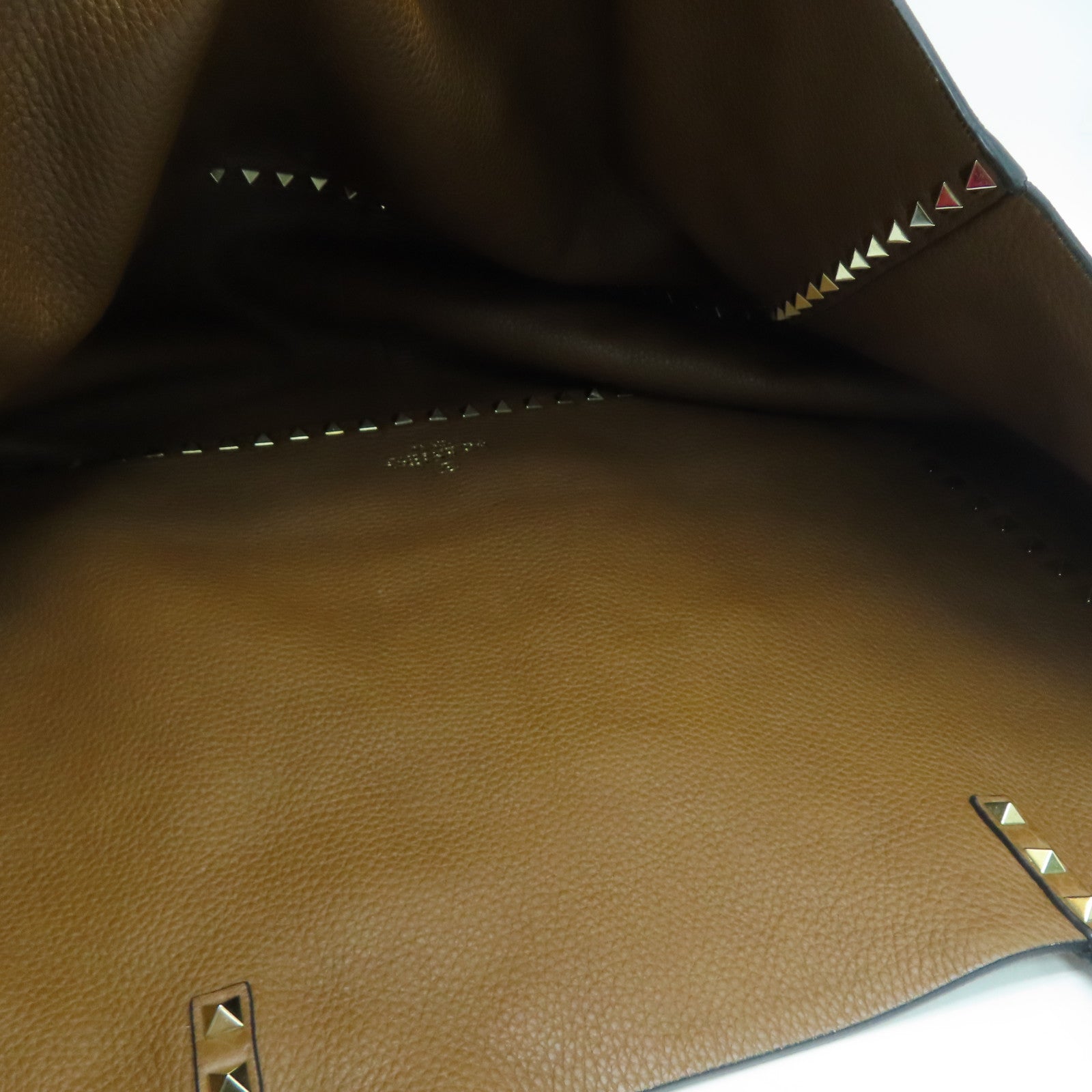 Valentino 牛皮皮革Shoulder Bag金扣肩背袋紅色/啡色