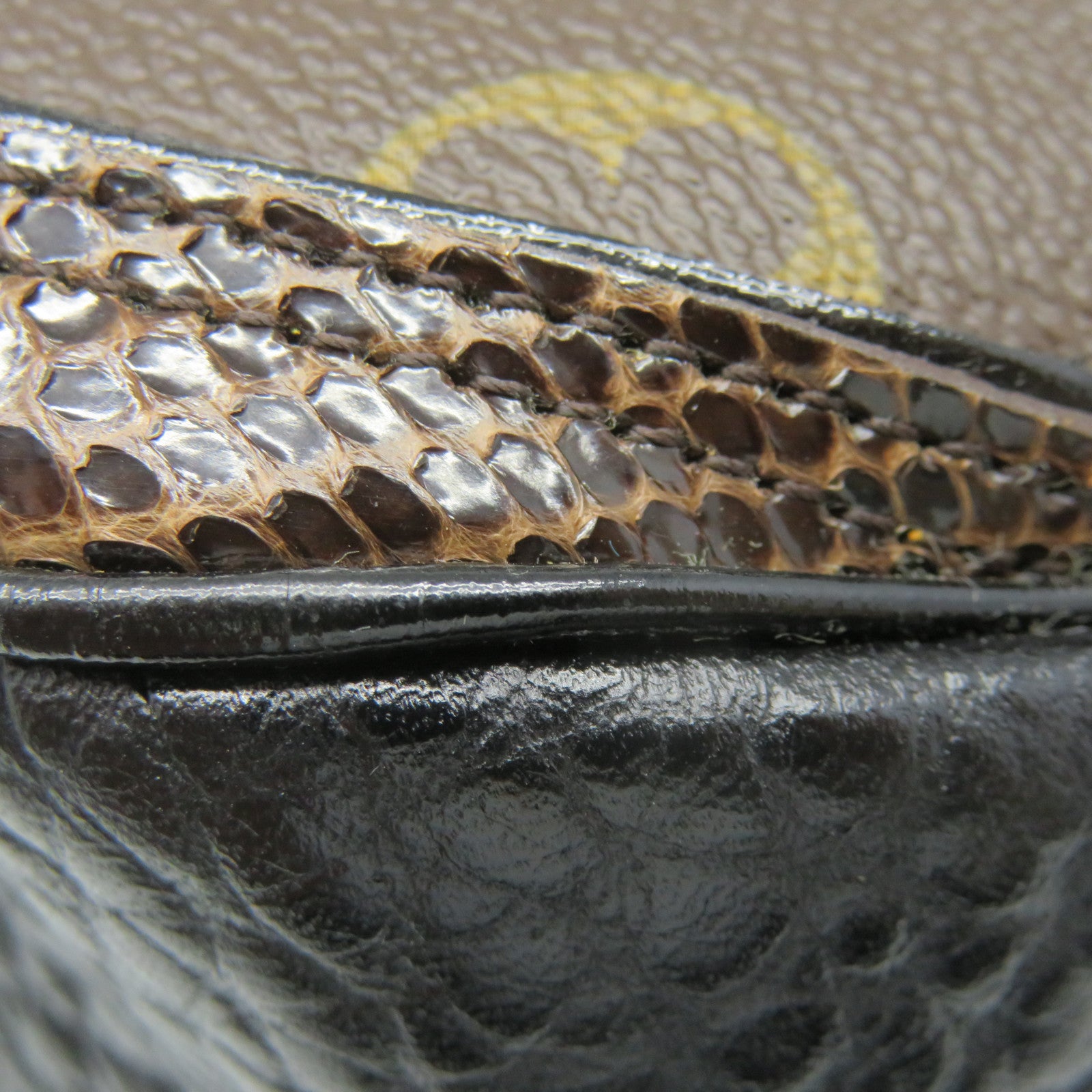 LOUIS VUITTON 【激減優惠】Monogram/駝鳥皮革/蛇皮皮革Oskar Waltz 2way Shoulder手挽肩背兩用袋啡色